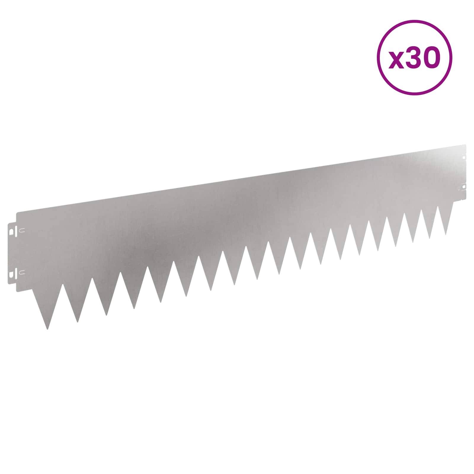 vidaXL Raseneinfassung 30 pcs 103 x 20 cm Metall Silber