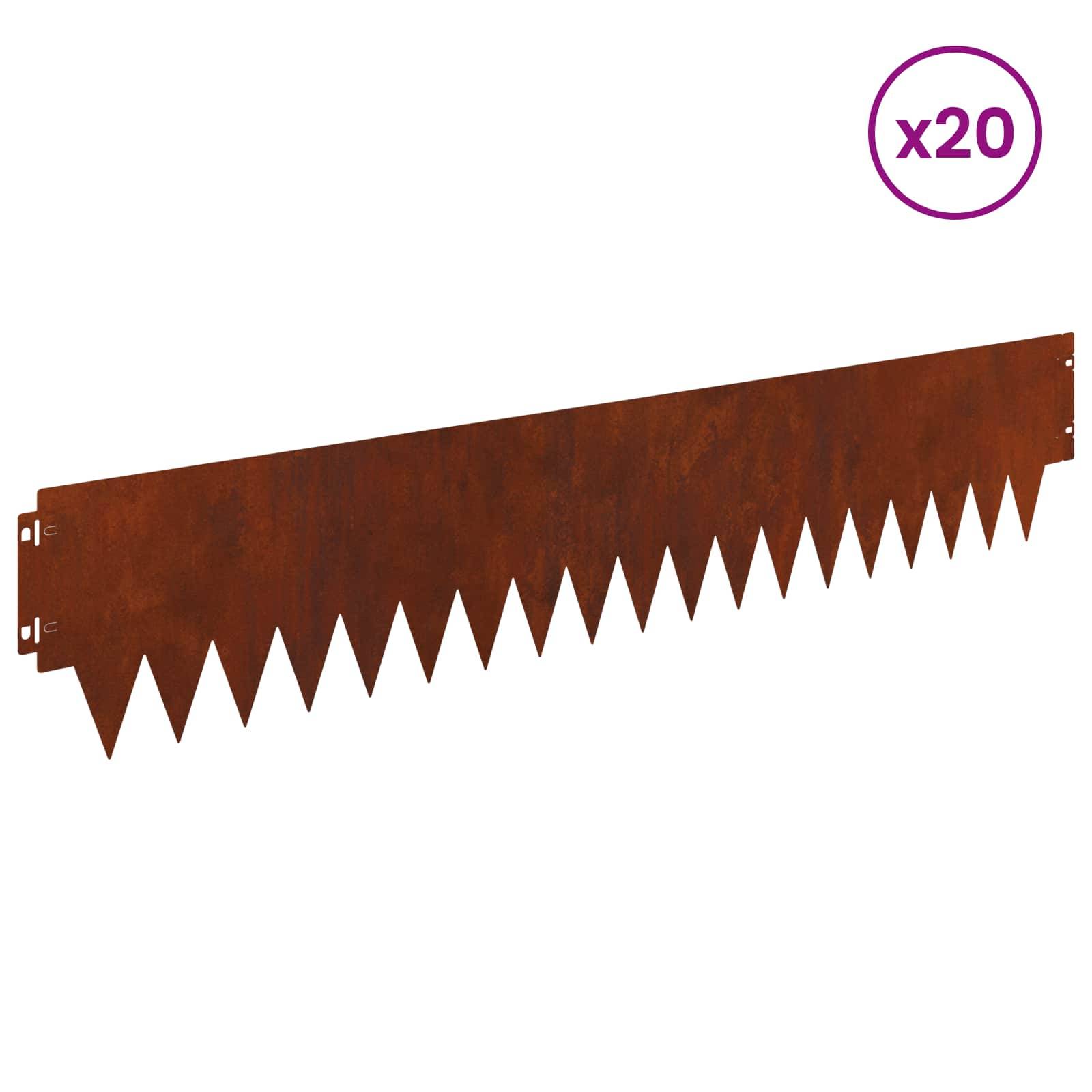 vidaXL Raseneinfassung 20 pcs 103 x 20 cm Metall Rostig