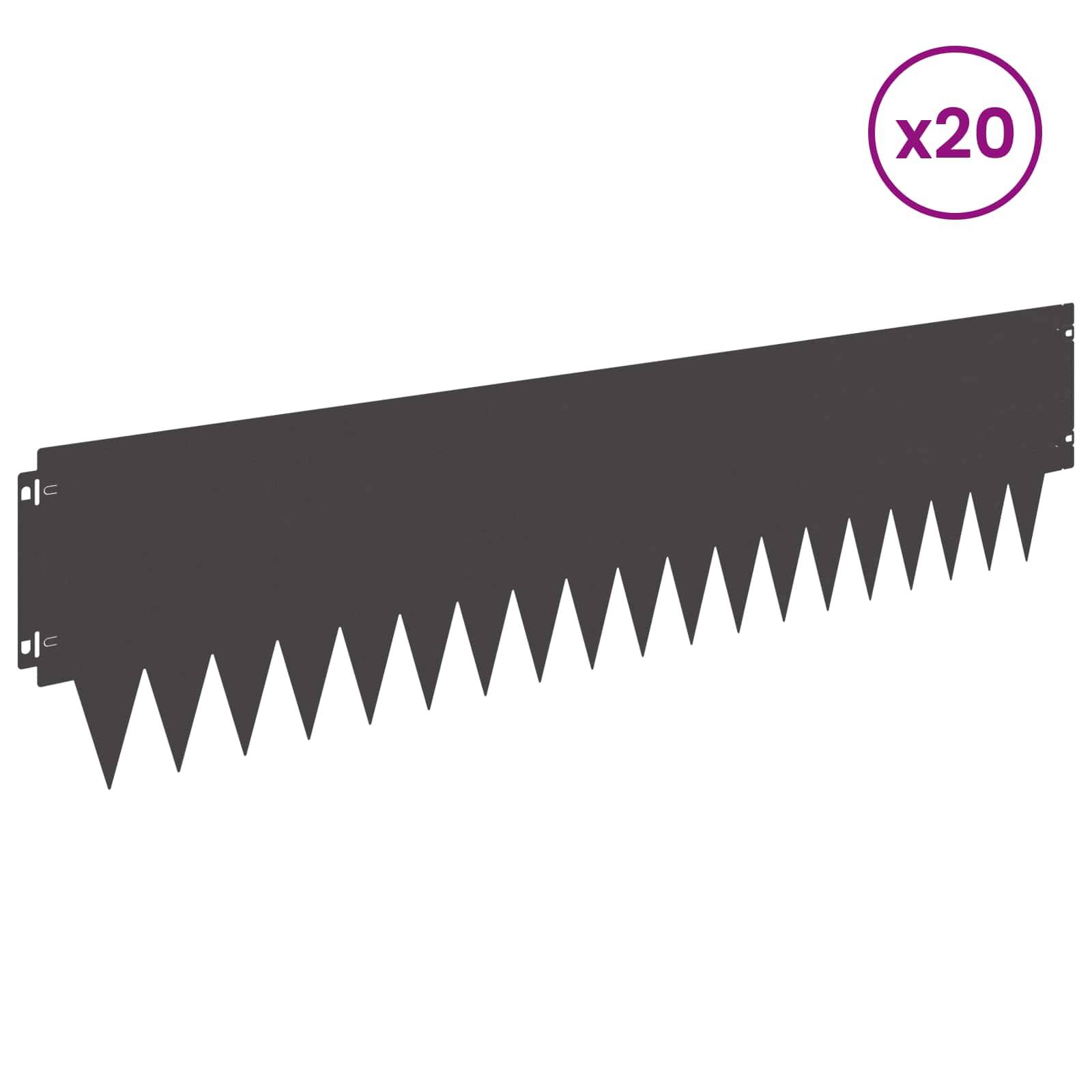 vidaXL Raseneinfassung 20 pcs 103 x 25 cm Metall Schwarz