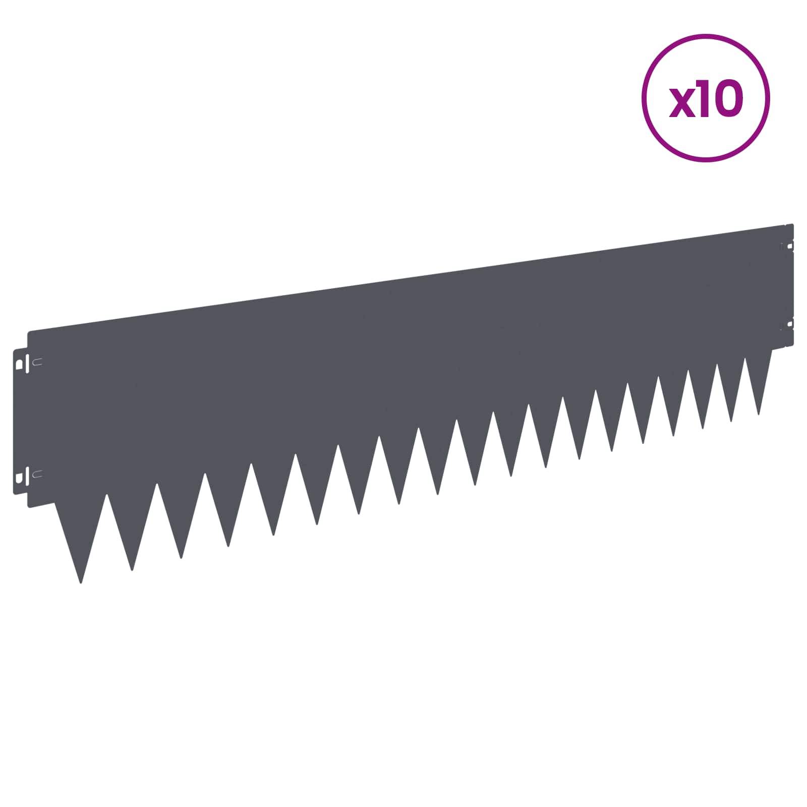 vidaXL Raseneinfassung 10 pcs 103 x 25 cm Metall Anthrazit