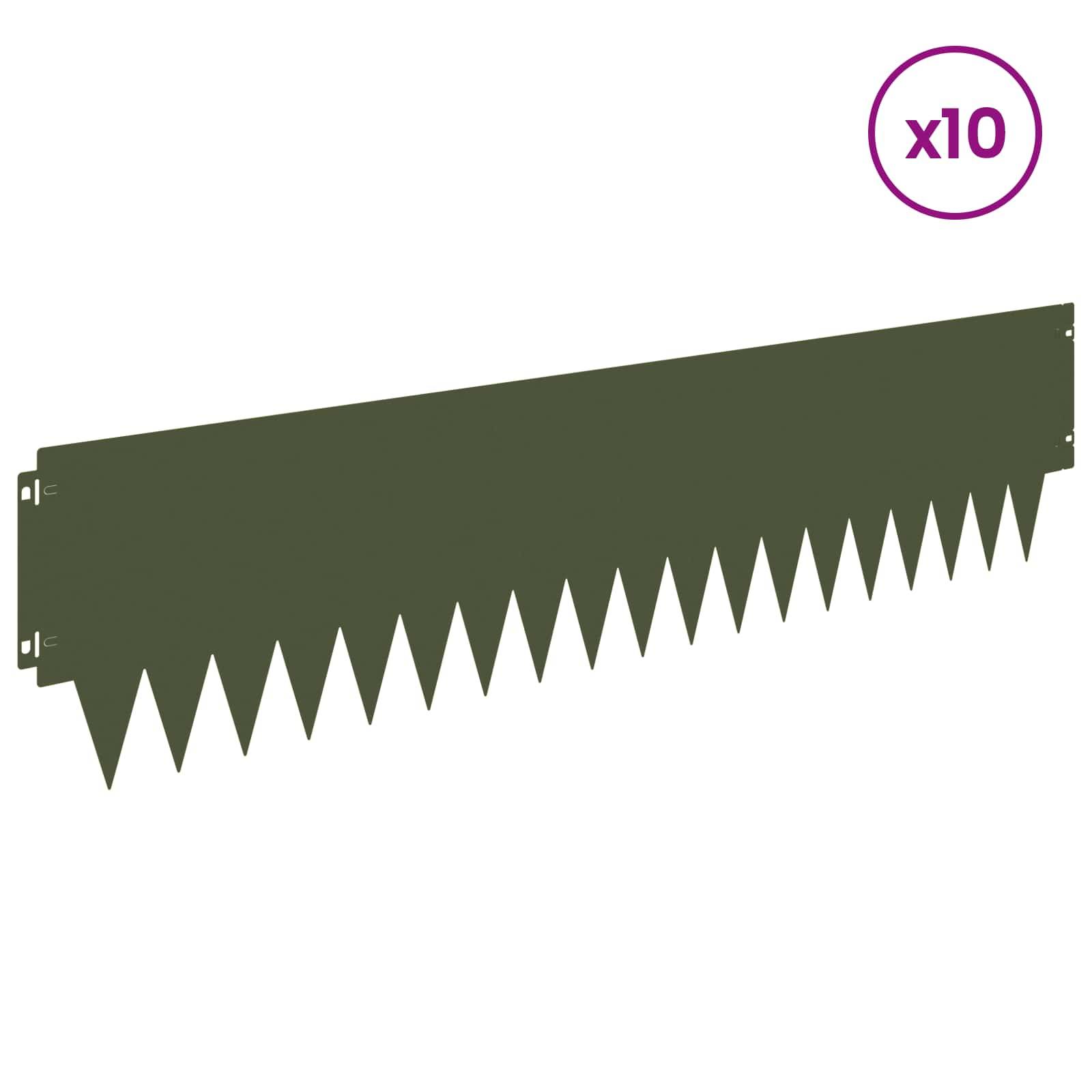 vidaXL Raseneinfassung 10 pcs 103 x 25 cm Metall Olivgrün