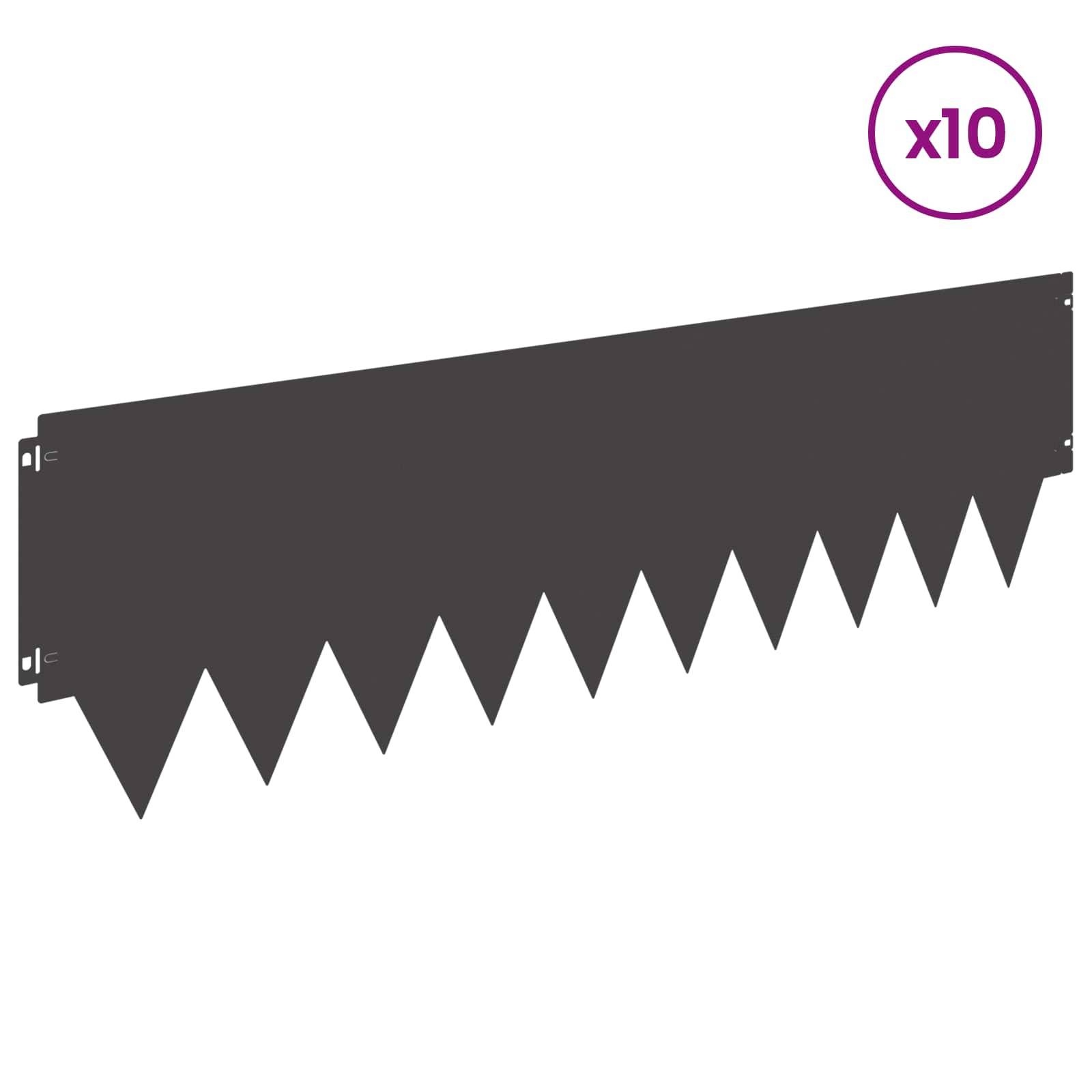 vidaXL Raseneinfassung 10 pcs 103 x 30 cm Metall Schwarz