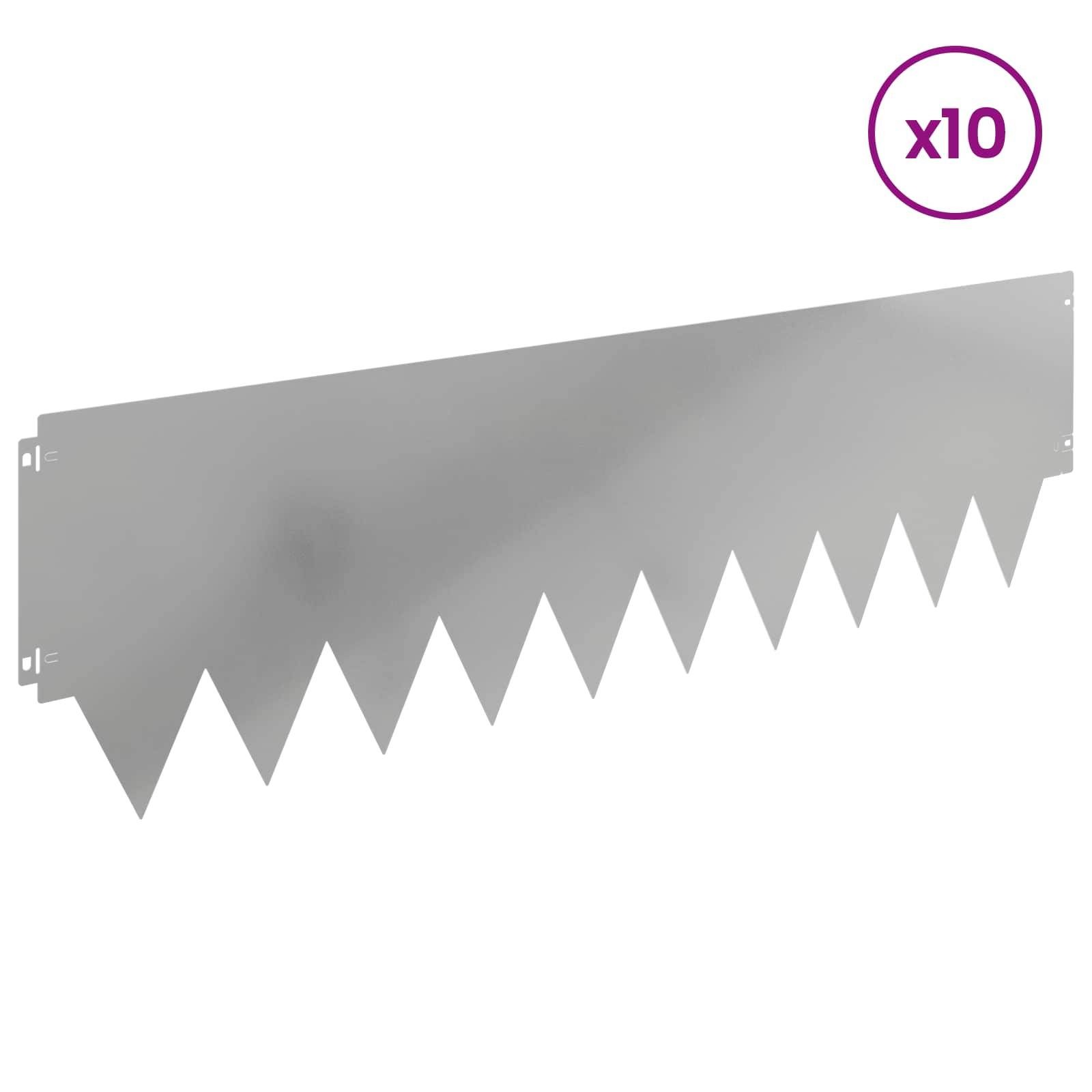 vidaXL Raseneinfassung 10 pcs 103 x 30 cm Metall Silber