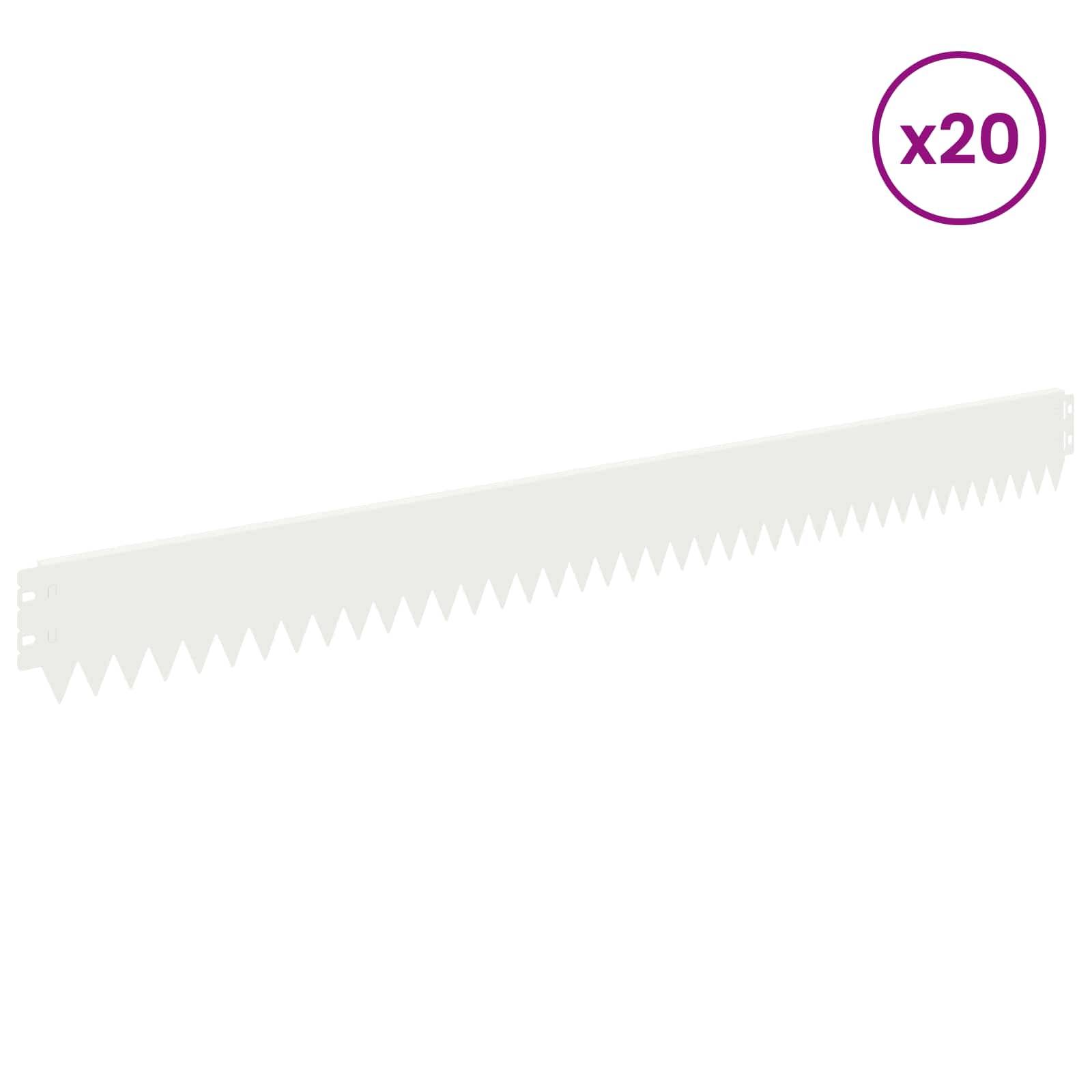 vidaXL Raseneinfassung 20 pcs 103 x 10 cm Stahl Weiß