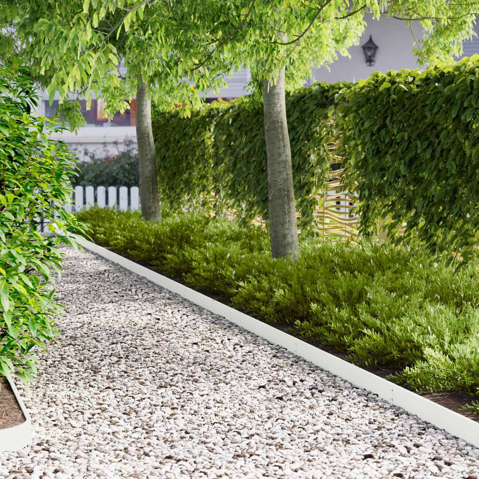 vidaXL Raseneinfassung 50 pcs 103 x 10 cm Stahl Weiß