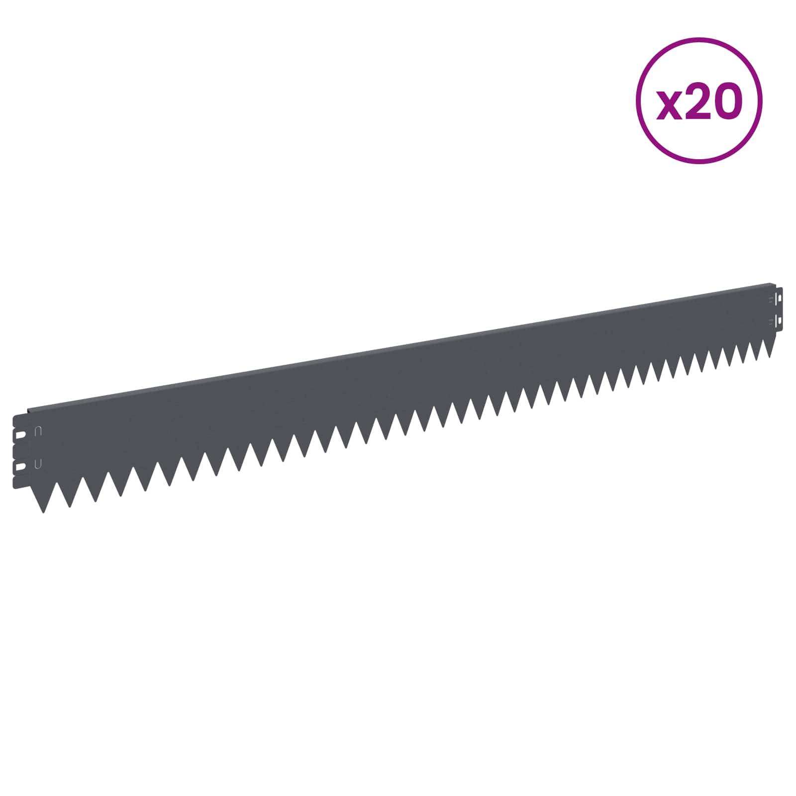 vidaXL Raseneinfassung 20 pcs 103 x 10 cm Stahl Anthrazit