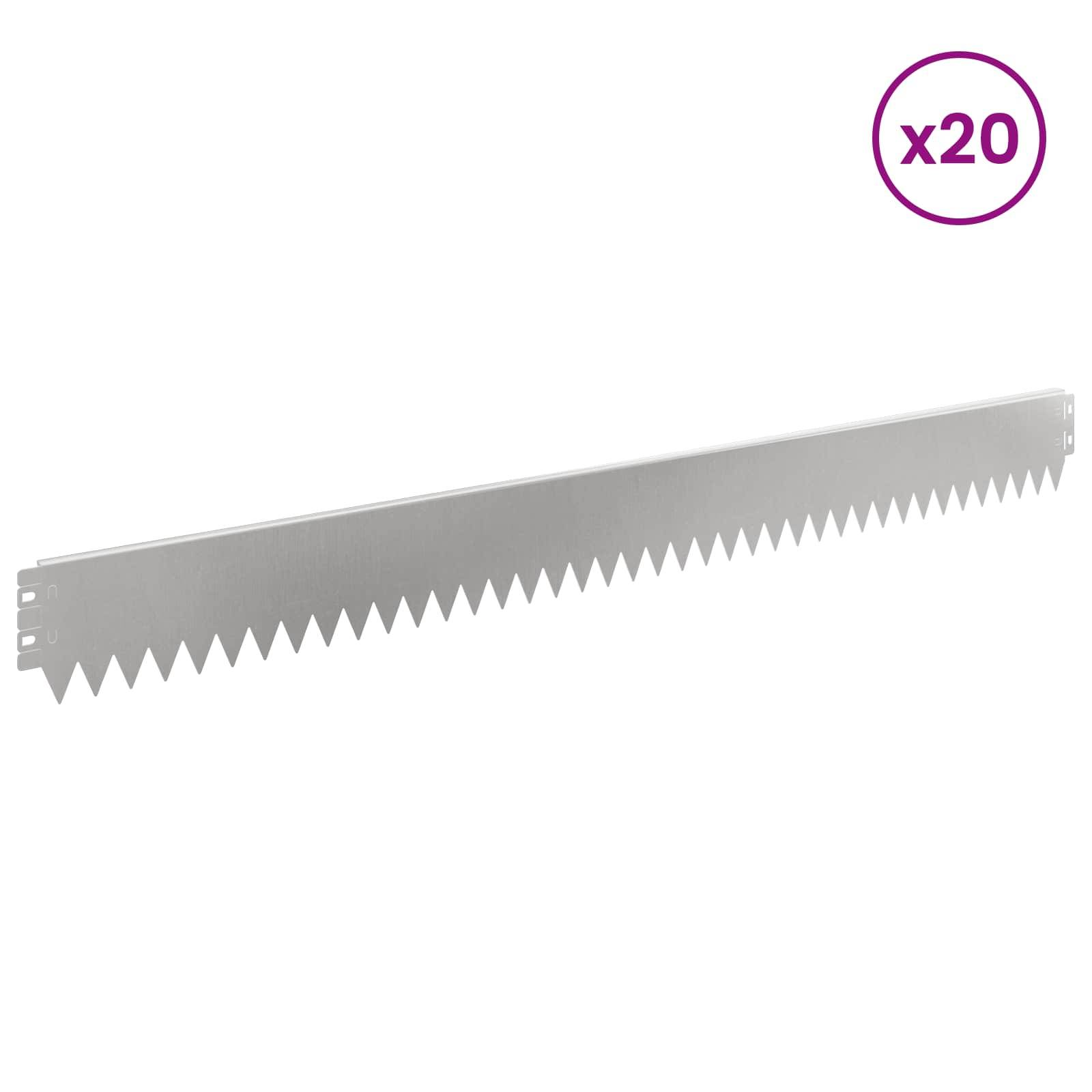 vidaXL Raseneinfassung 20 pcs 103 x 10 cm Stahl Silber