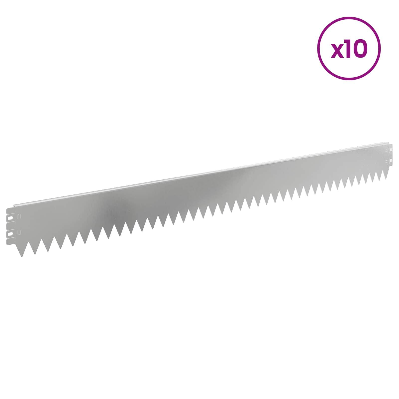 vidaXL Raseneinfassung 10 pcs 103 x 10 cm Stahl Silber