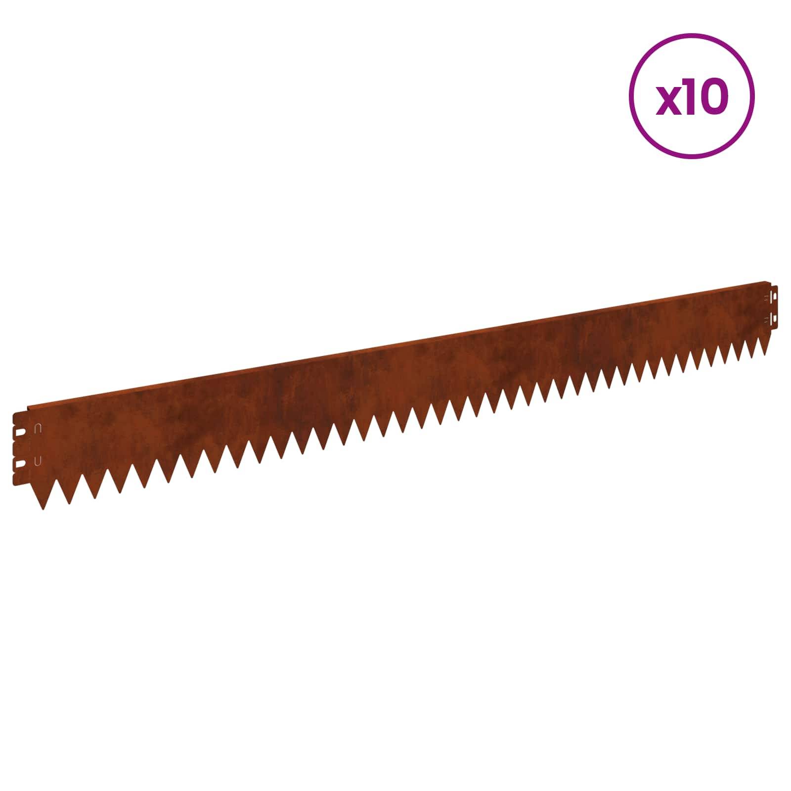 vidaXL Raseneinfassung 10 pcs 103 x 10 cm Stahl Rostig