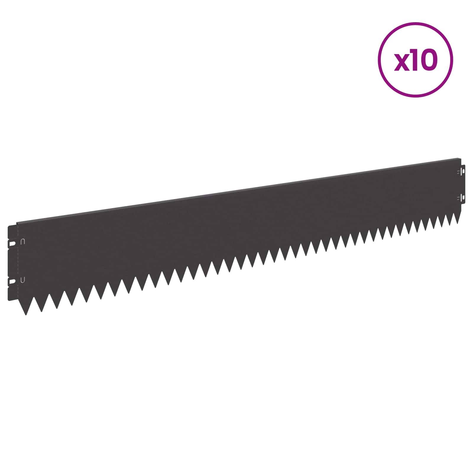 vidaXL Raseneinfassung 10 pcs 103 x 15 cm Stahl Schwarz