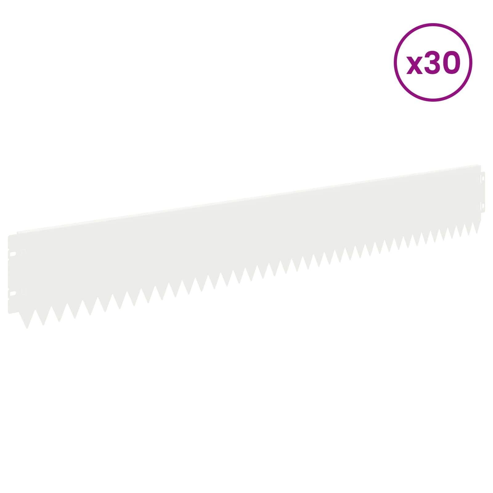 vidaXL Raseneinfassung 30 pcs 103 x 15 cm Stahl Weiß
