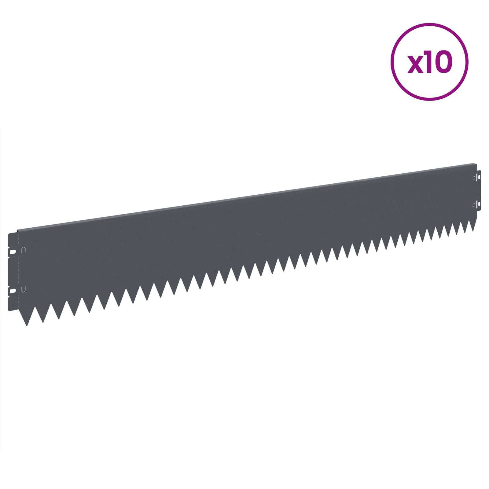 vidaXL Raseneinfassung 10 pcs 103 x 15 cm Stahl Anthrazit