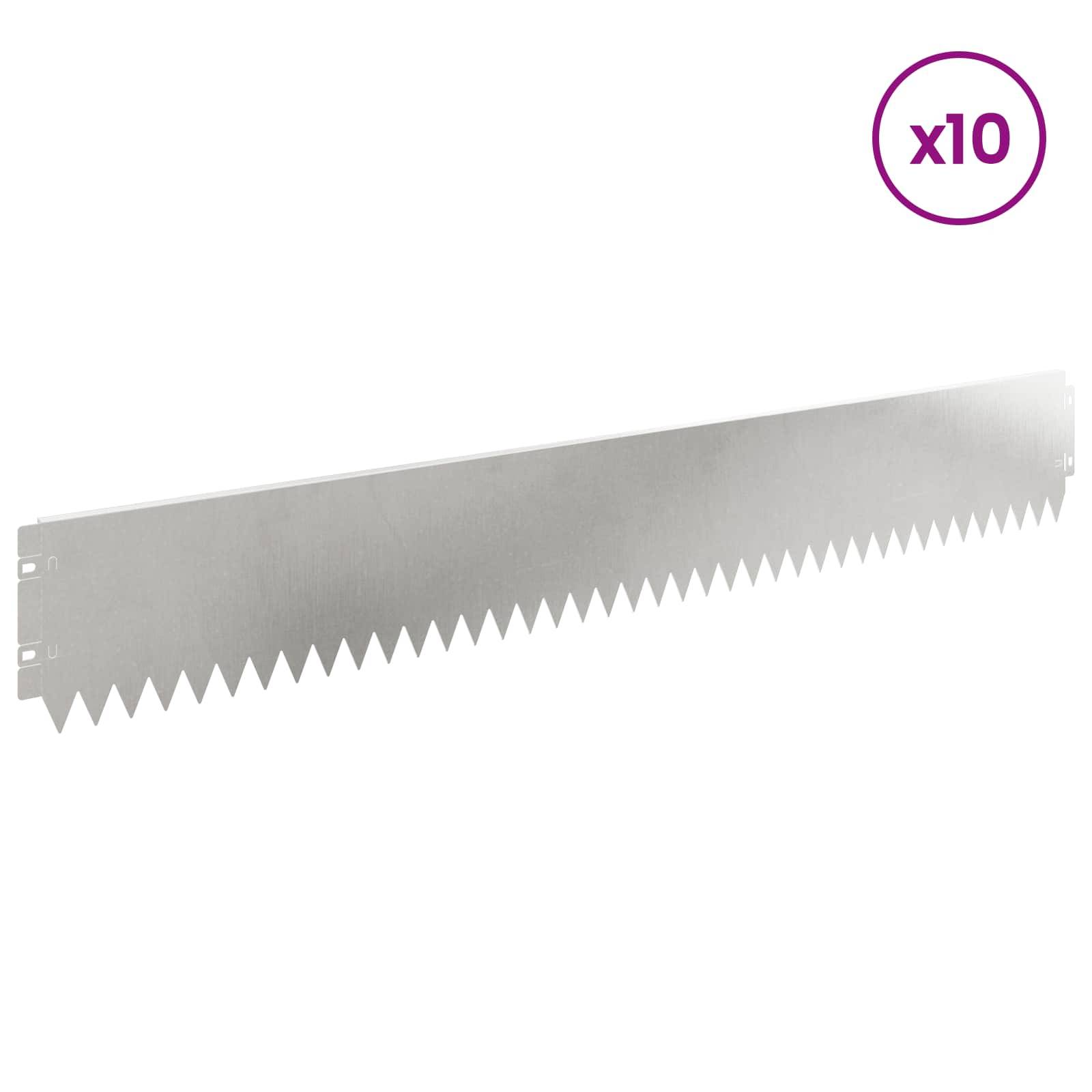 vidaXL Raseneinfassung 10 pcs 103 x 15 cm Stahl Silber