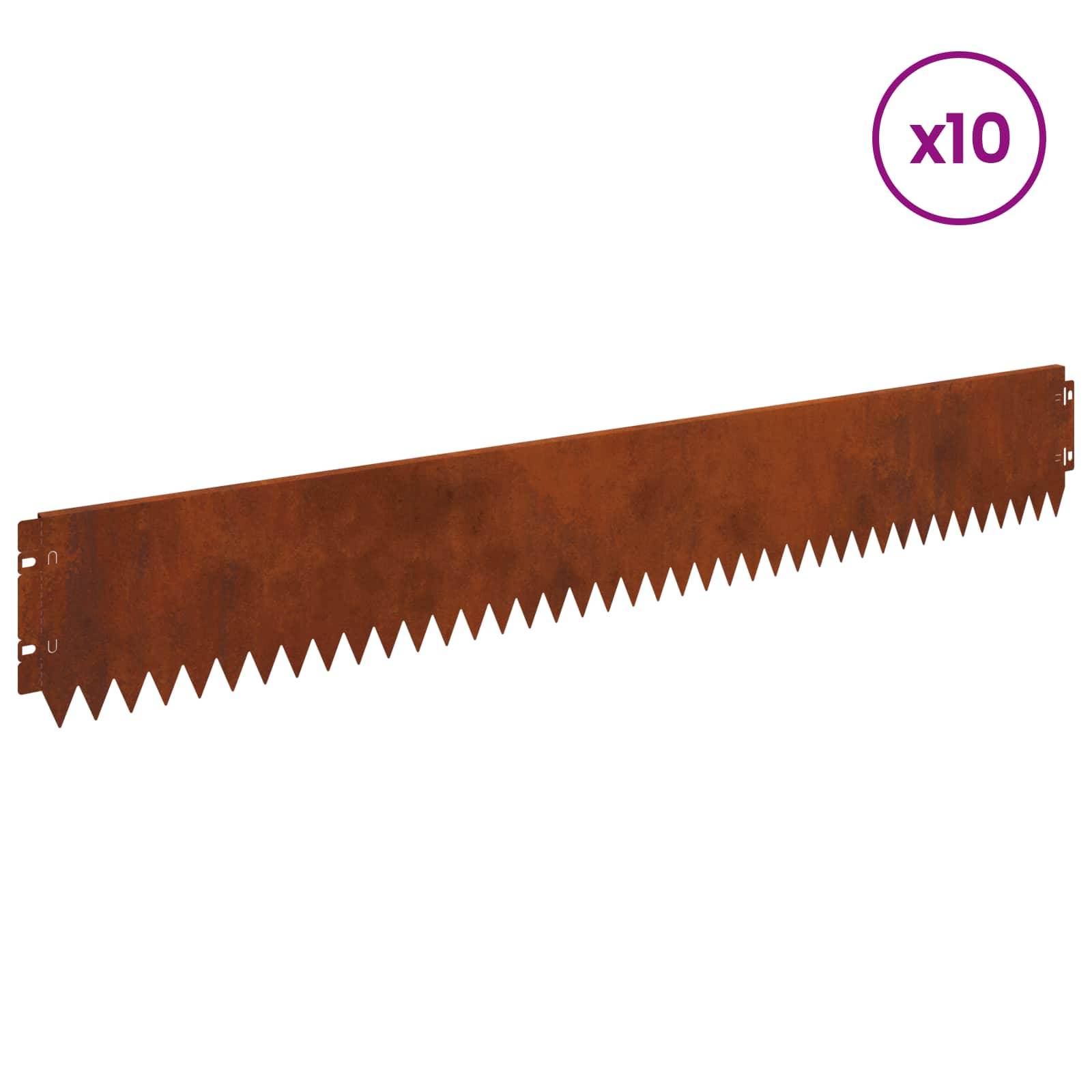 vidaXL Raseneinfassung 10 pcs 103 x 15 cm Stahl Rostig