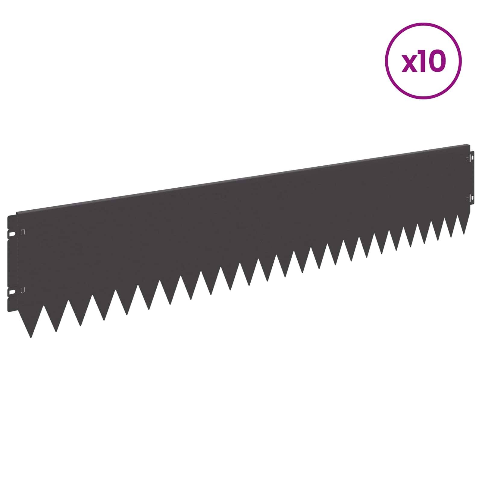 vidaXL Raseneinfassung 10 pcs 103 x 20 cm Stahl Schwarz