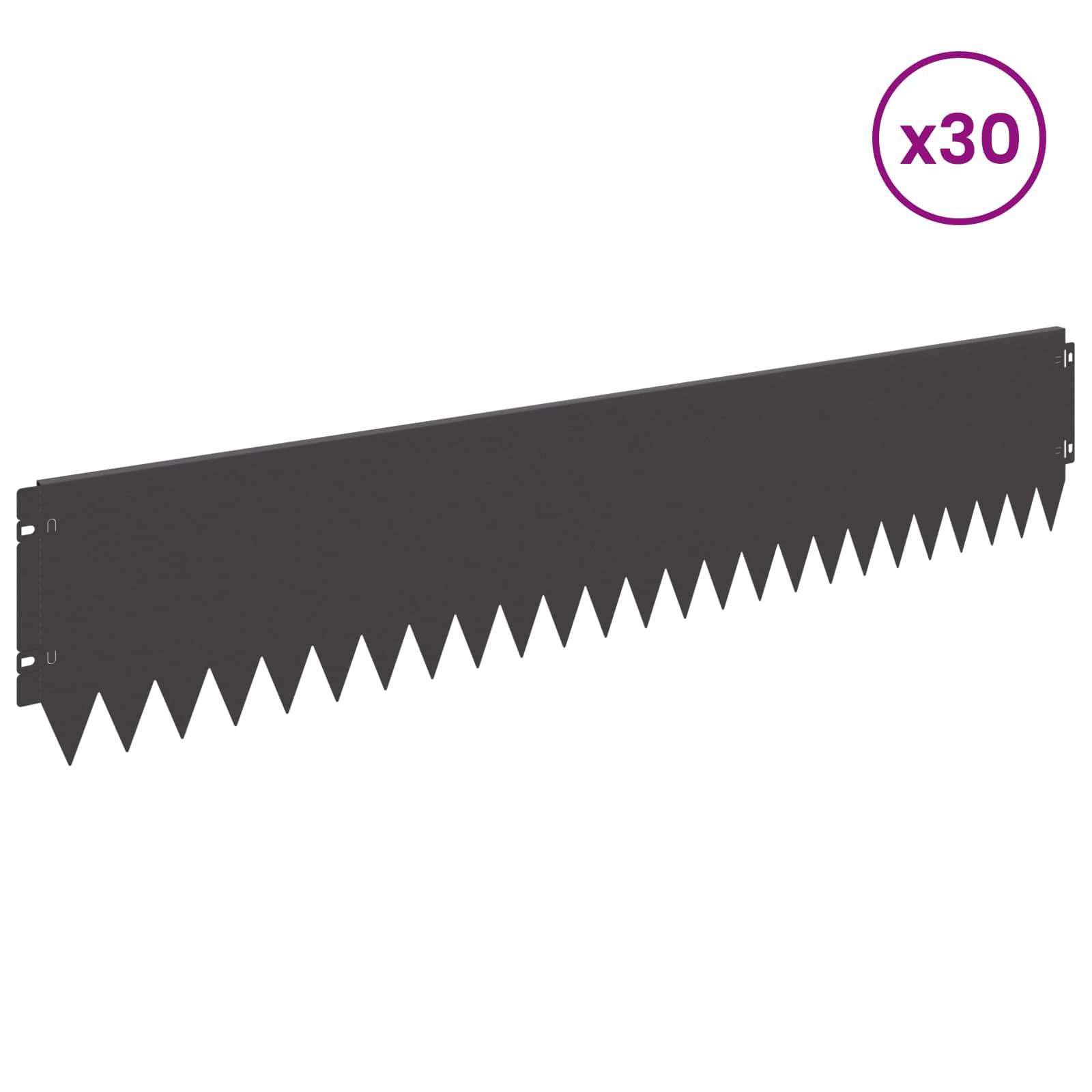 vidaXL Raseneinfassung 30 pcs 103 x 20 cm Stahl Schwarz