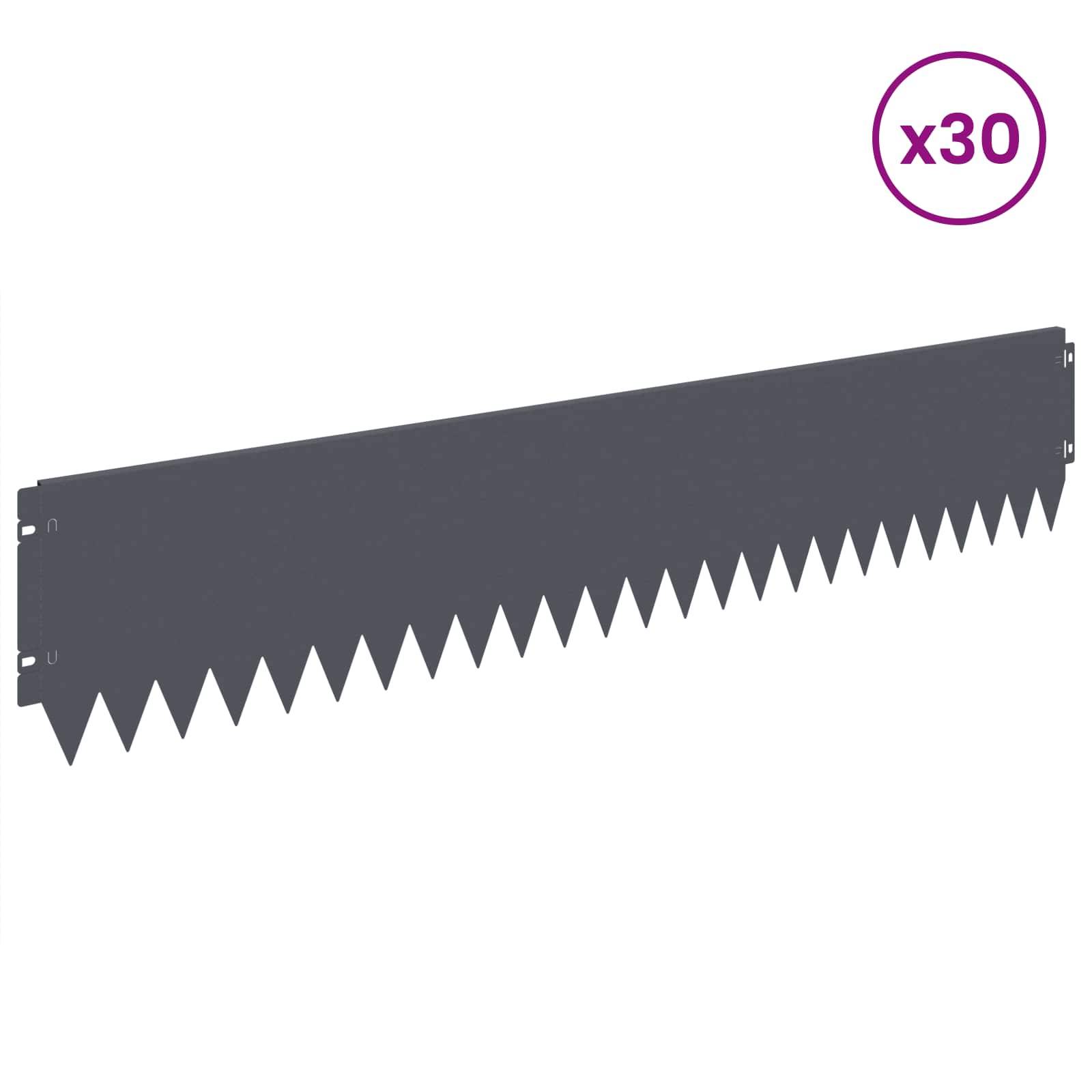 vidaXL Raseneinfassung 30 pcs 103 x 20 cm Stahl Anthrazit