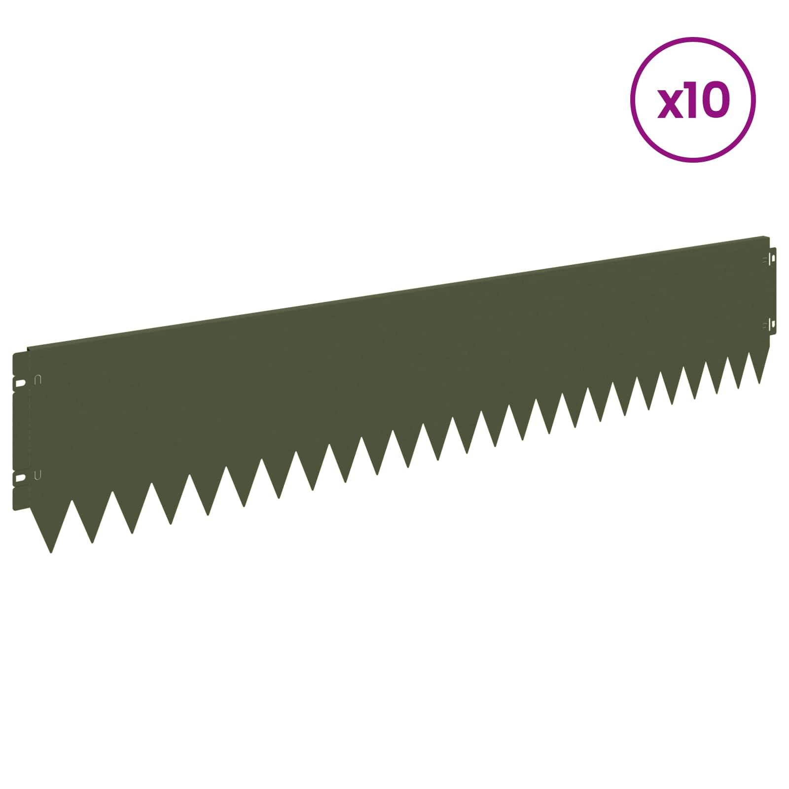 vidaXL Raseneinfassung 10 pcs 103 x 20 cm Stahl Olivgrün
