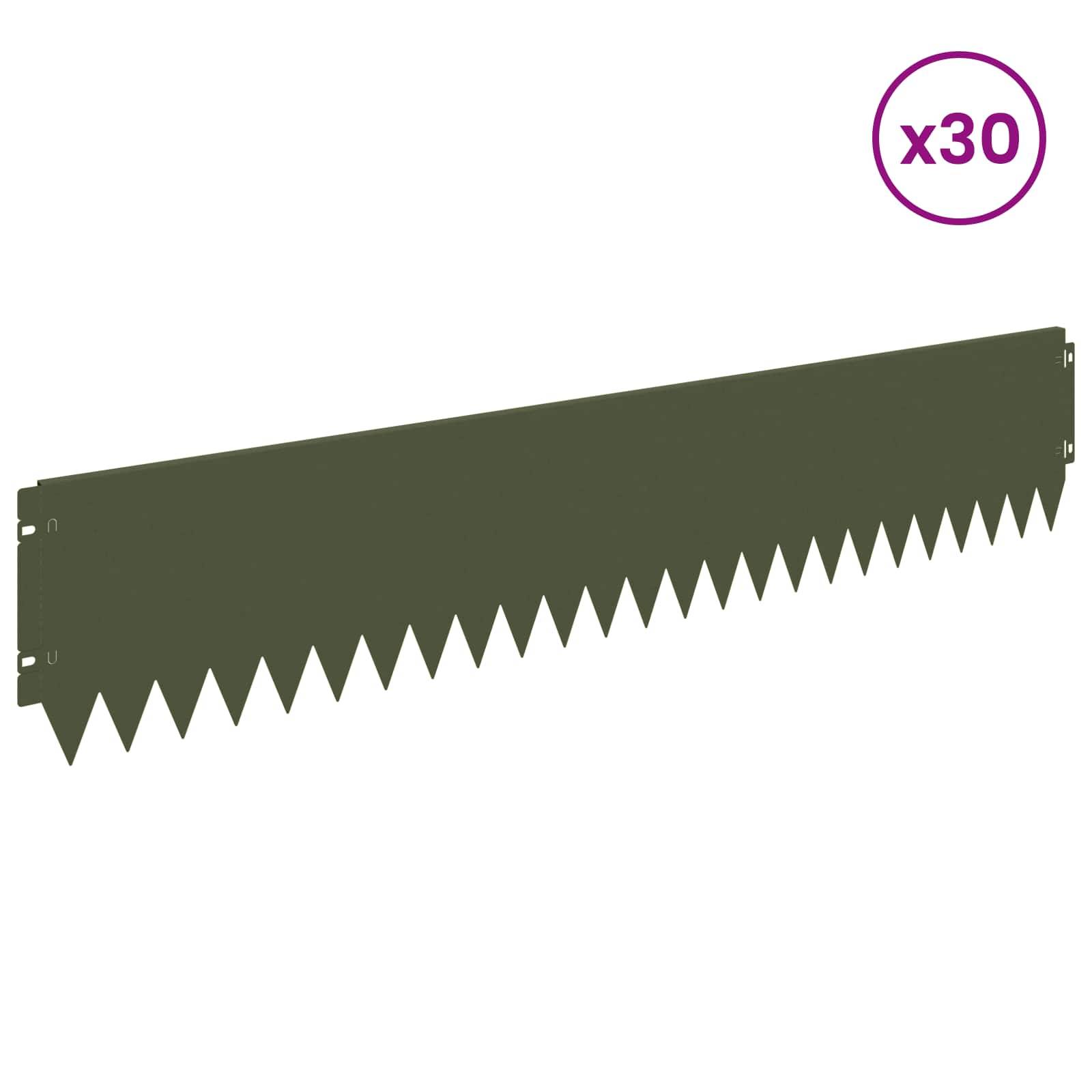 vidaXL Raseneinfassung 30 pcs 103 x 20 cm Stahl Olivgrün