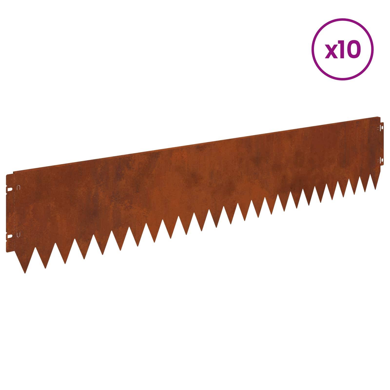 vidaXL Raseneinfassung 10 pcs 103 x 20 cm Stahl Rostig