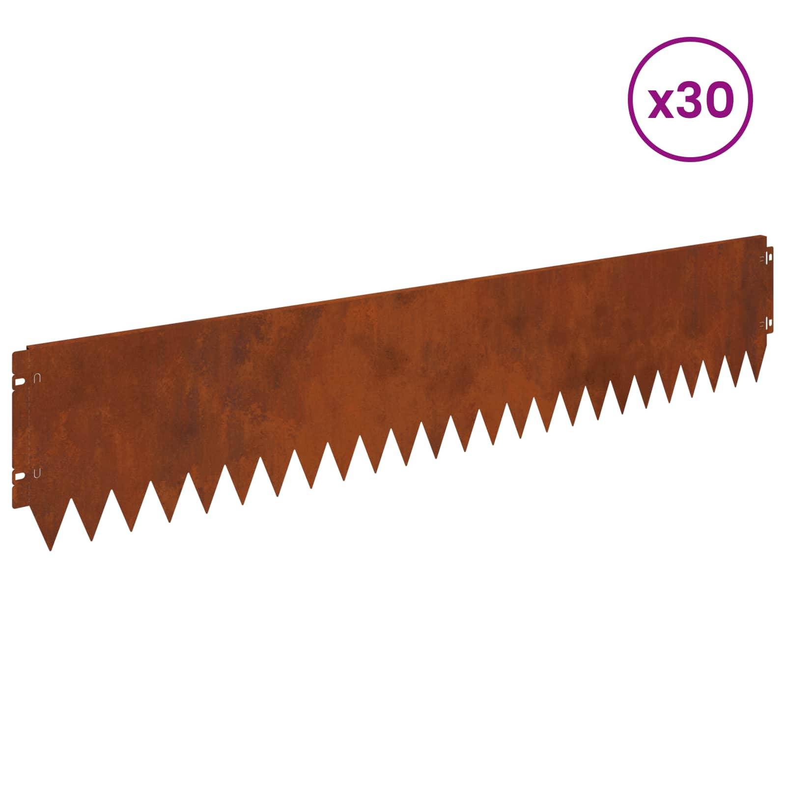 vidaXL Raseneinfassung 30 pcs 103 x 20 cm Stahl Rostig