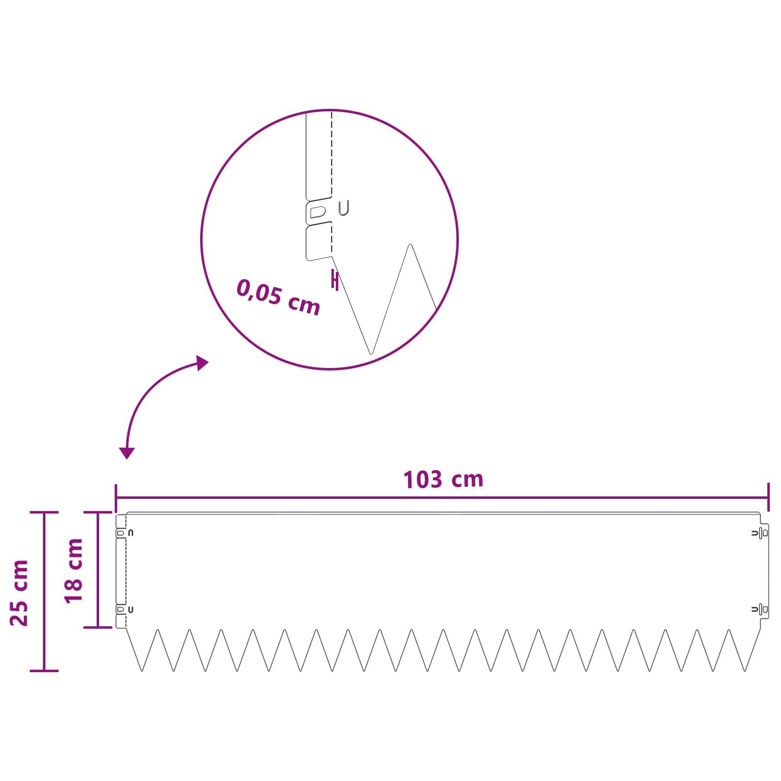 vidaXL Raseneinfassung 10 pcs 103 x 25 cm Stahl Schwarz