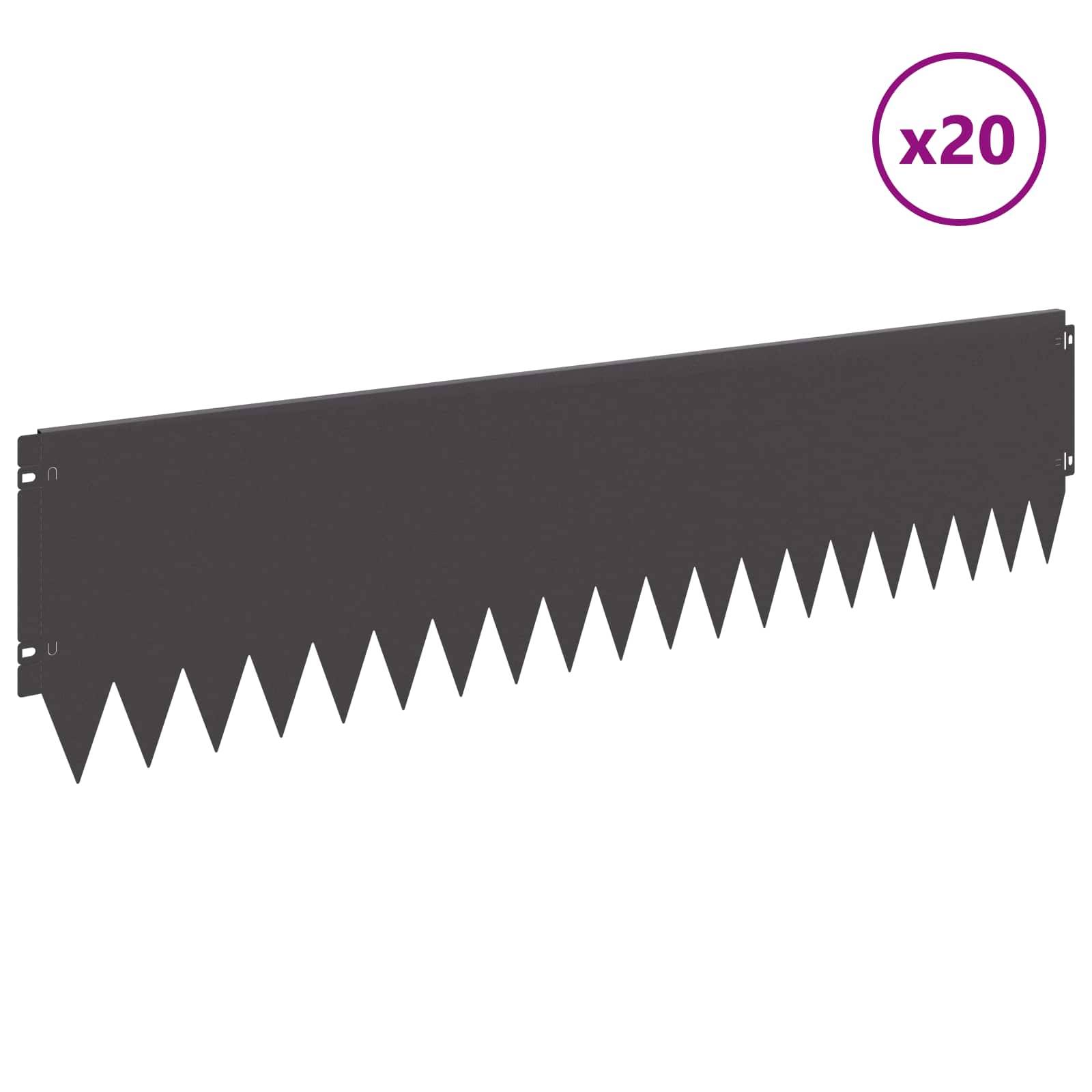vidaXL Raseneinfassung 20 pcs 103 x 25 cm Stahl Schwarz
