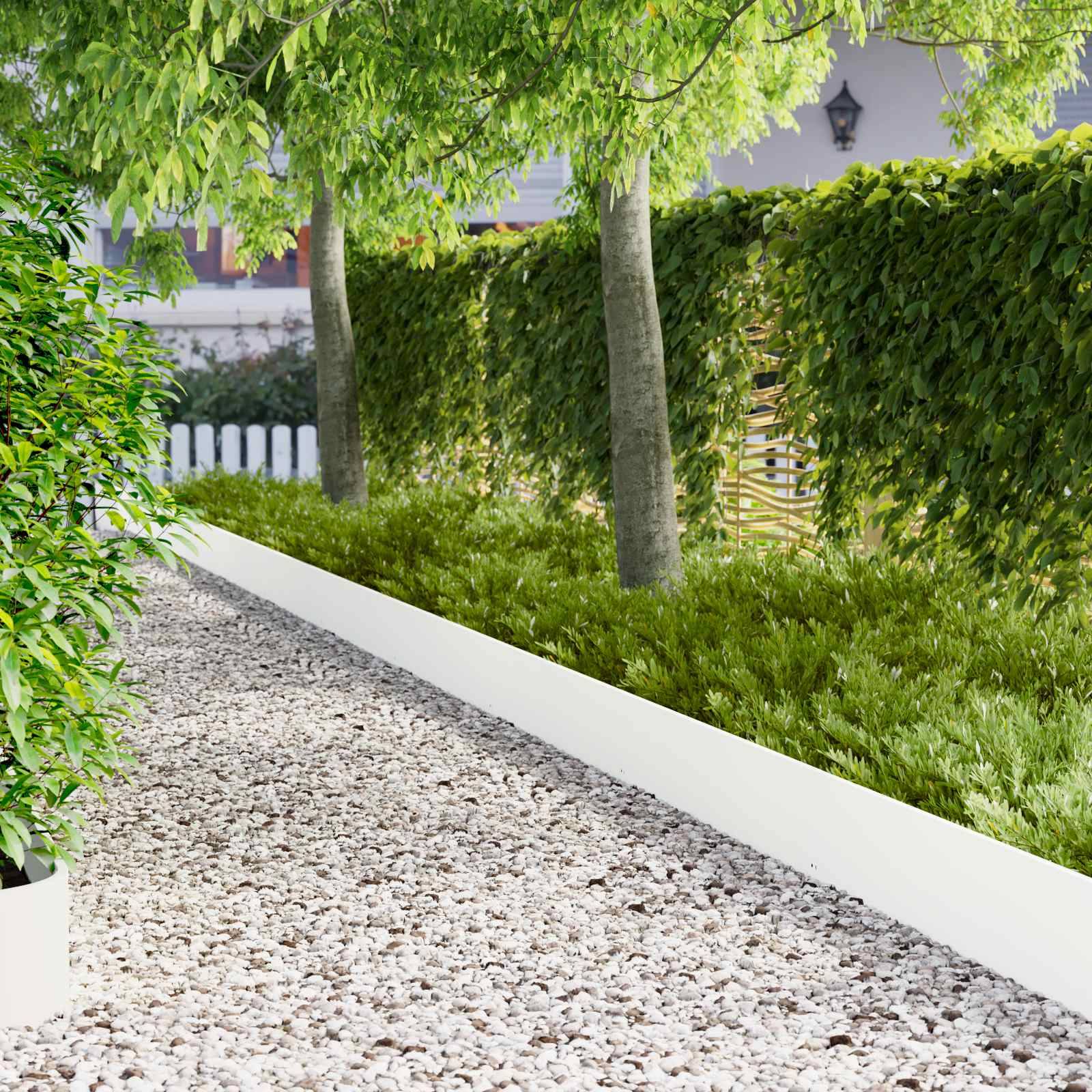 vidaXL Raseneinfassung 20 pcs 103 x 25 cm Stahl Weiß