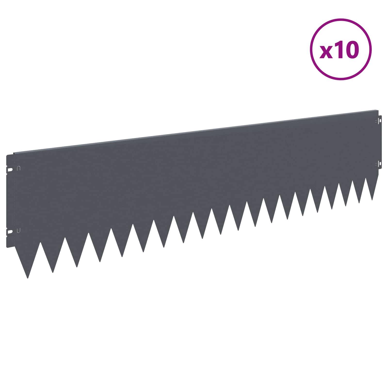vidaXL Raseneinfassung 10 pcs 103 x 25 cm Stahl Anthrazit