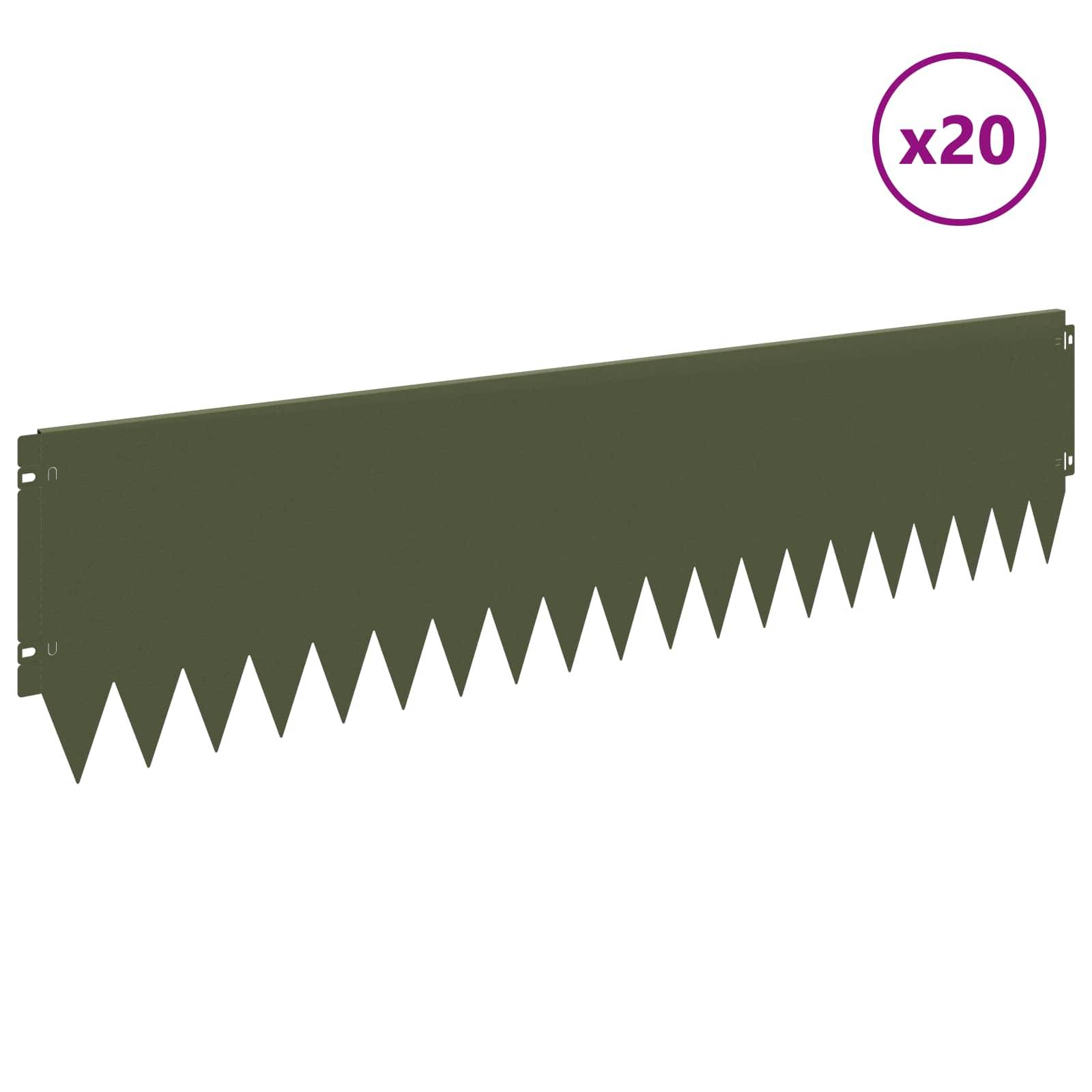 vidaXL Raseneinfassung 20 pcs 103 x 25 cm Stahl Olivgrün