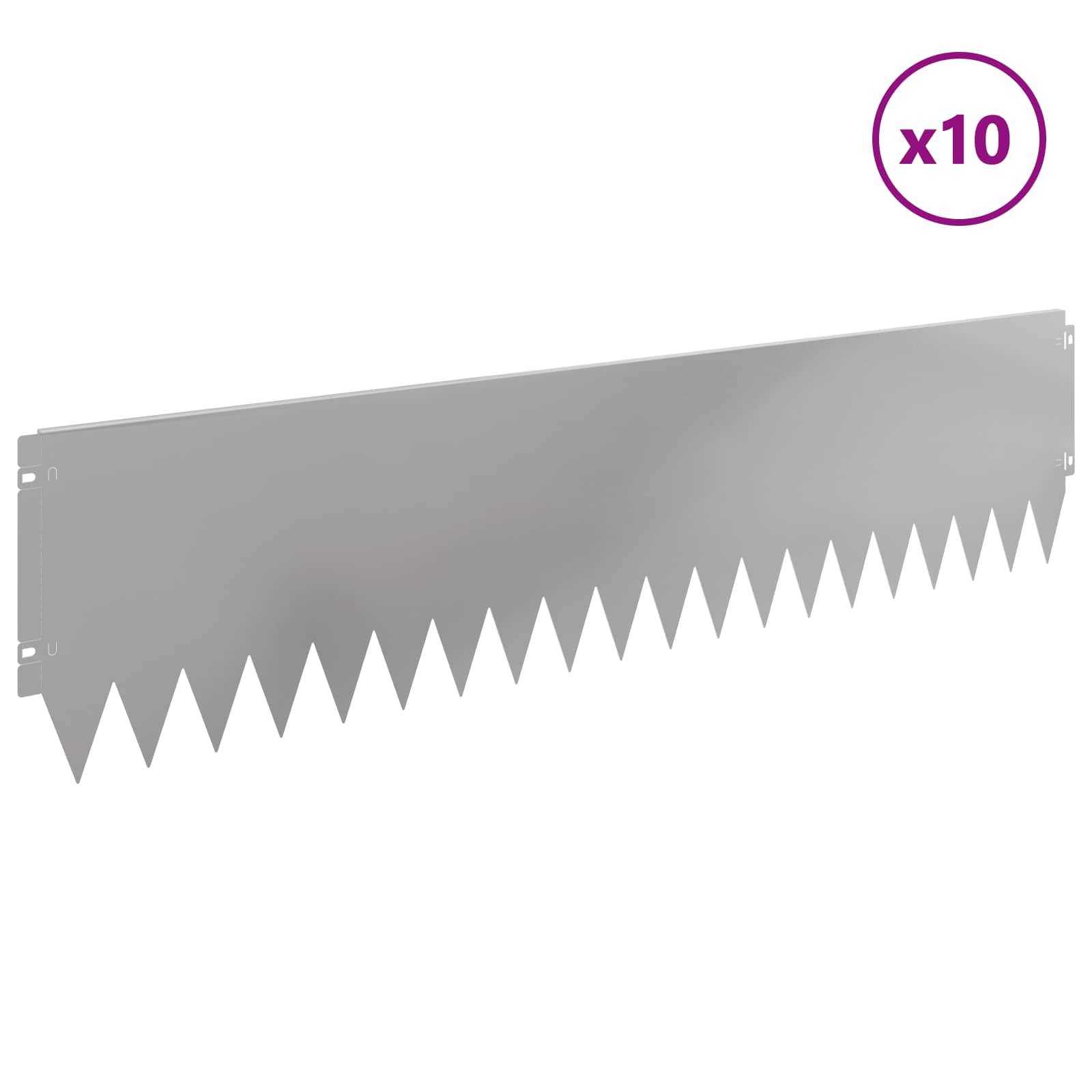 vidaXL Raseneinfassung 10 pcs 103 x 25 cm Stahl Silber