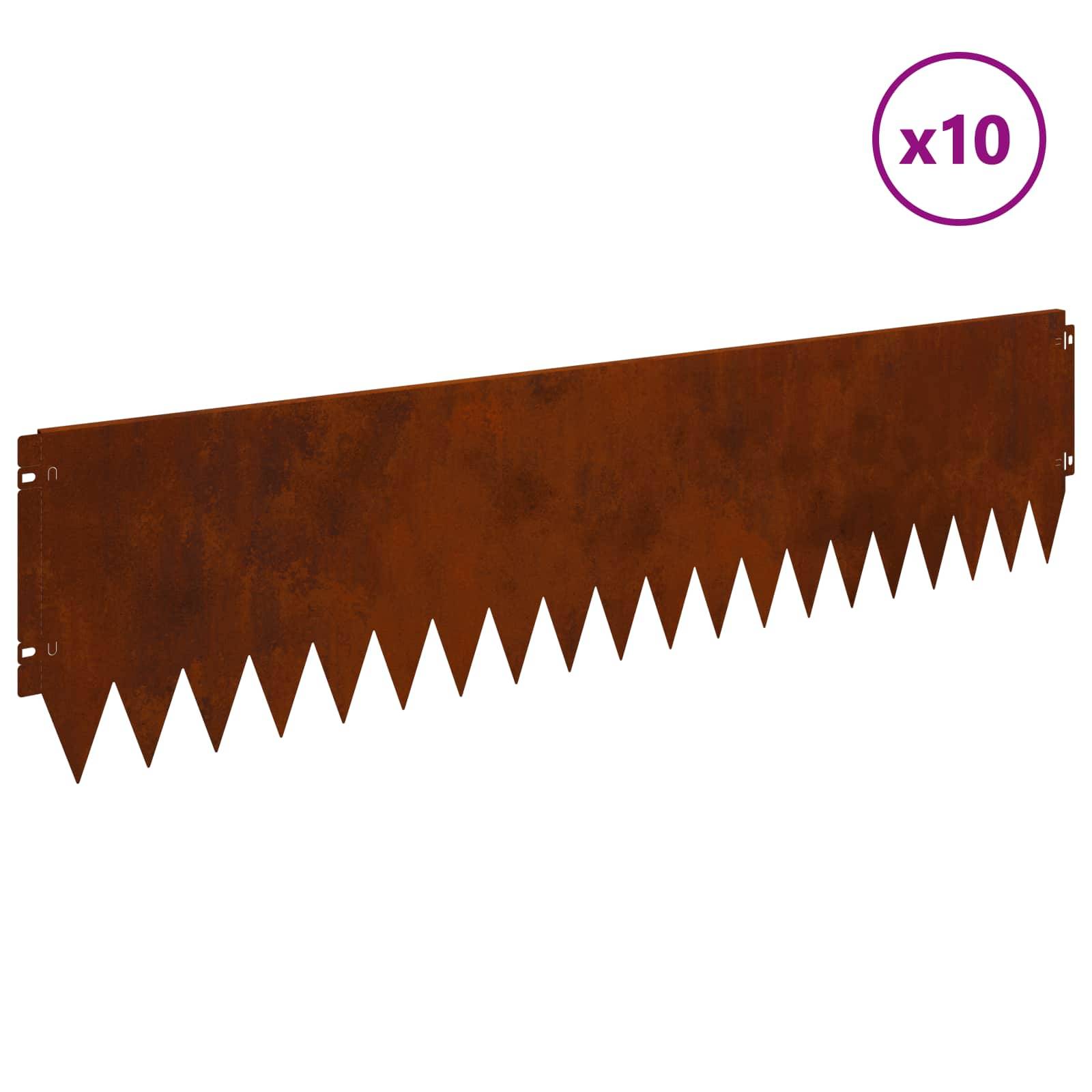 vidaXL Raseneinfassung 10 pcs 103 x 25 cm Stahl Rostig