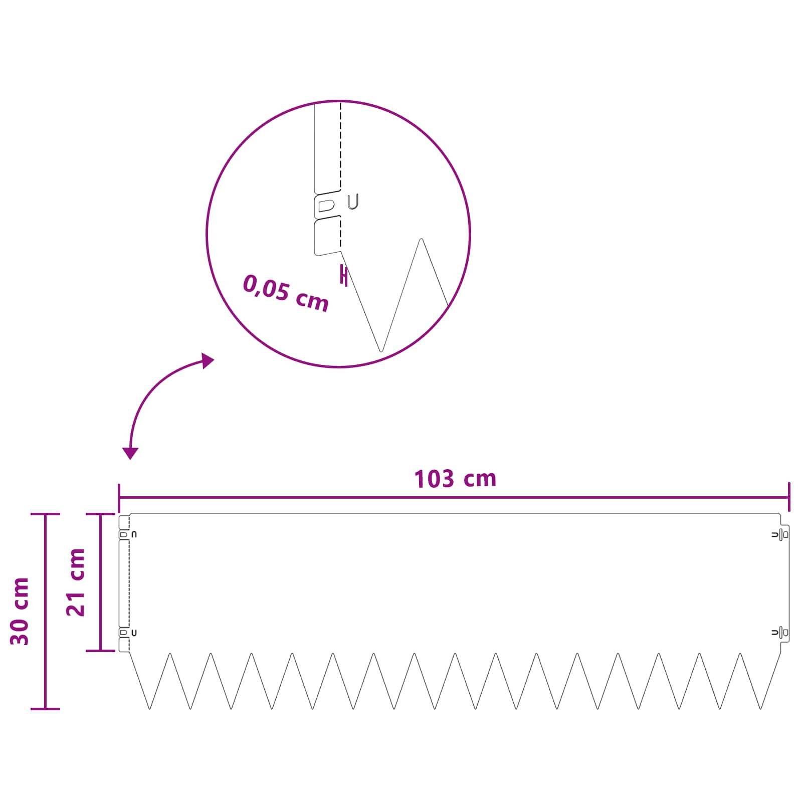 vidaXL Raseneinfassung 10 pcs 103 x 30 cm Stahl Silber