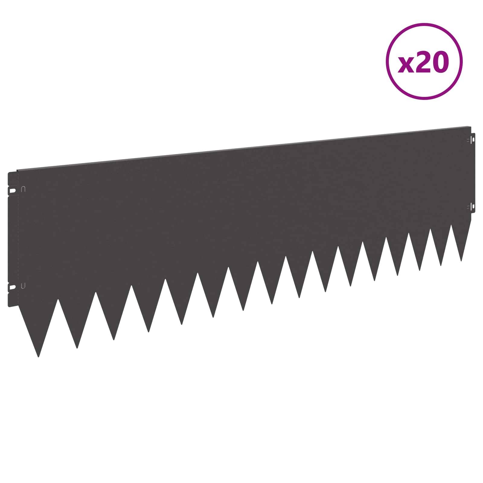 vidaXL Raseneinfassung 20 pcs 103 x 30 cm Stahl Schwarz