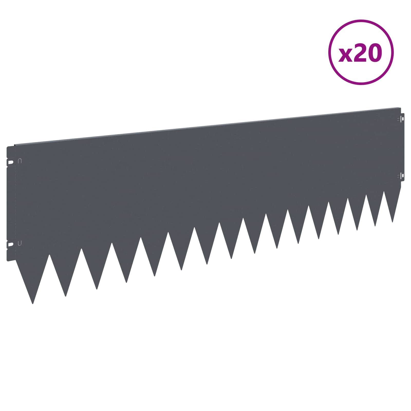 vidaXL Raseneinfassung 20 pcs 103 x 30 cm Stahl Anthrazit