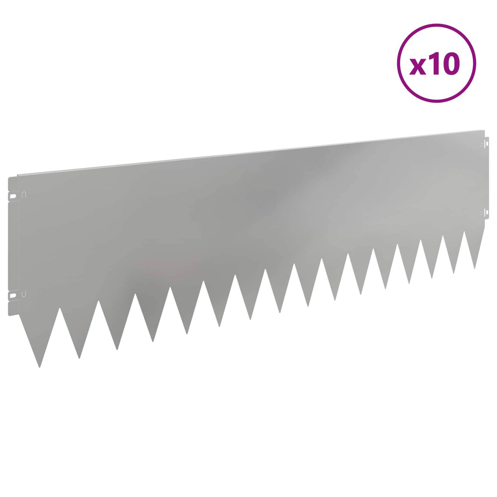 vidaXL Raseneinfassung 10 pcs 103 x 30 cm Stahl Silber