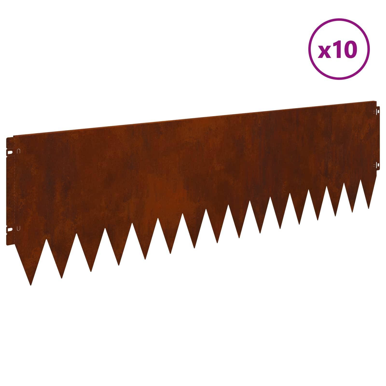 vidaXL Raseneinfassung 10 pcs 103 x 30 cm Stahl Rostig