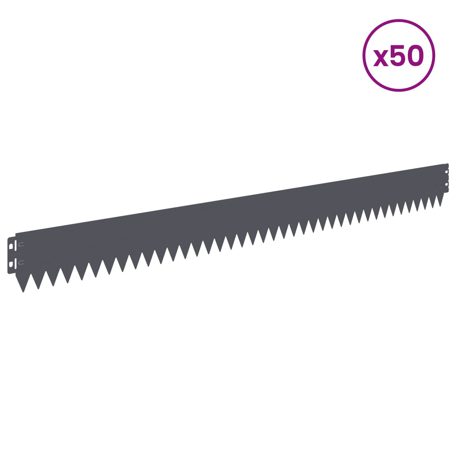 vidaXL Raseneinfassung 50 pcs 103 x 10 cm Stahl Anthrazit
