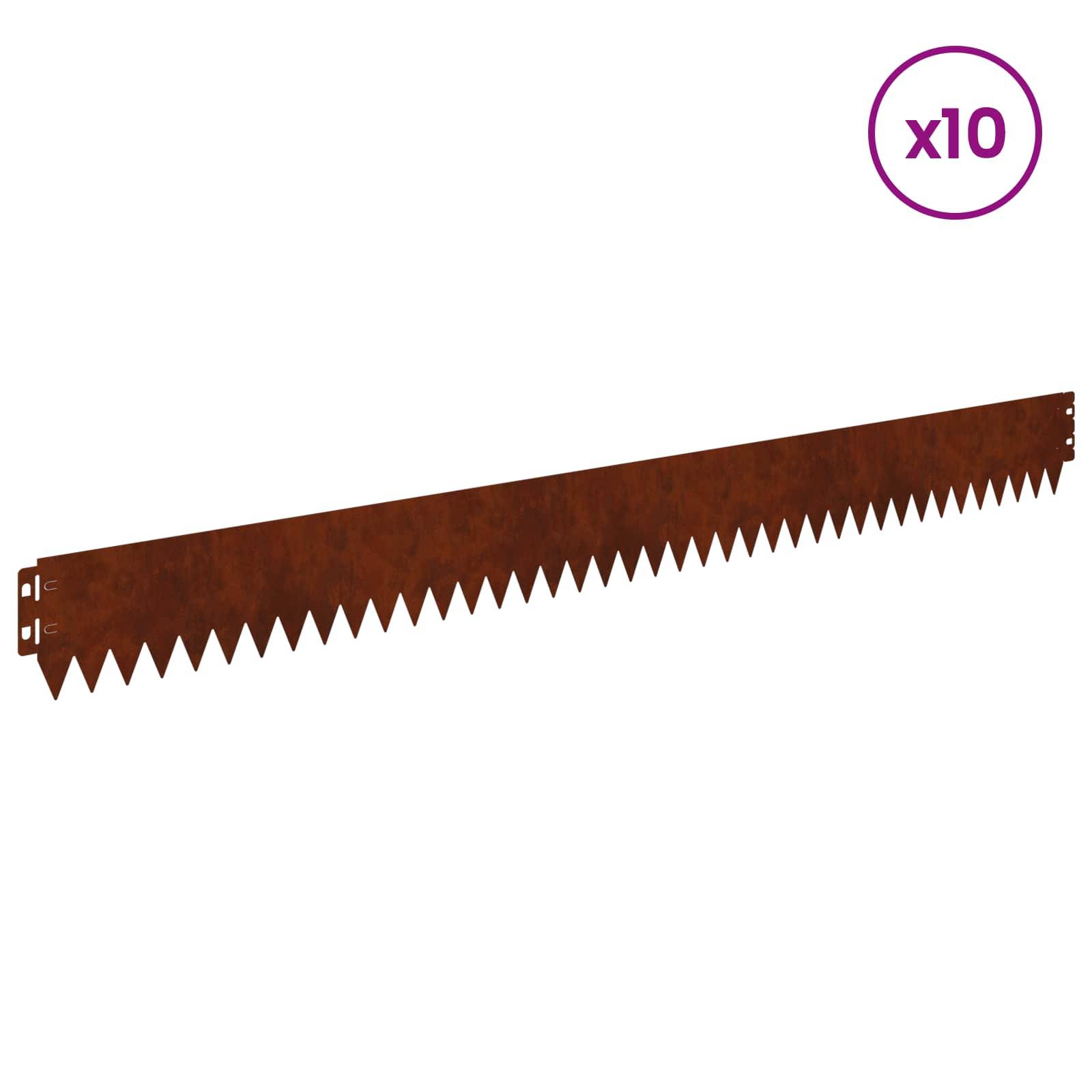 vidaXL Raseneinfassung 10 pcs 103 x 10 cm Stahl Rostig