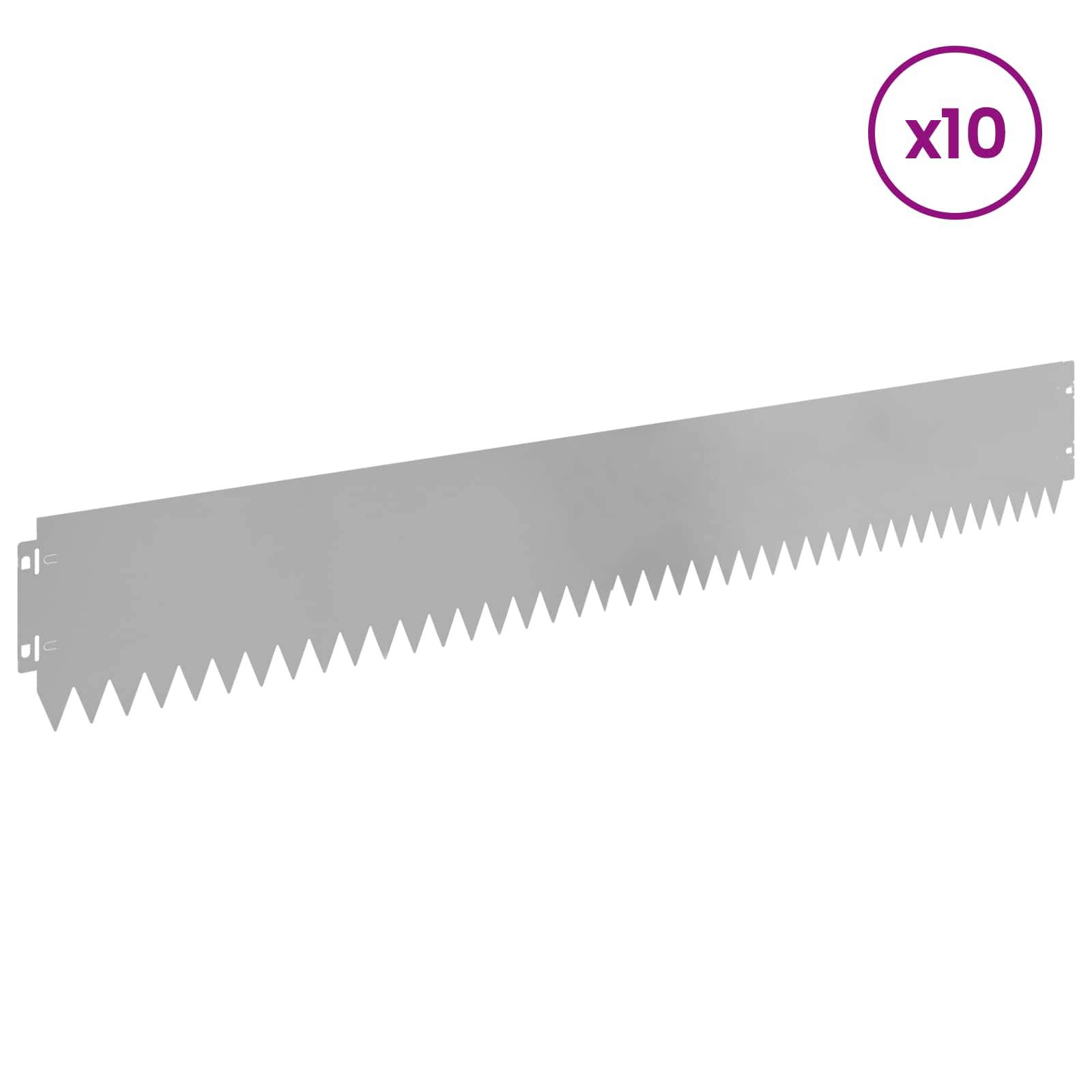 vidaXL Raseneinfassung 10 pcs 103 x 15 cm Stahl Silber