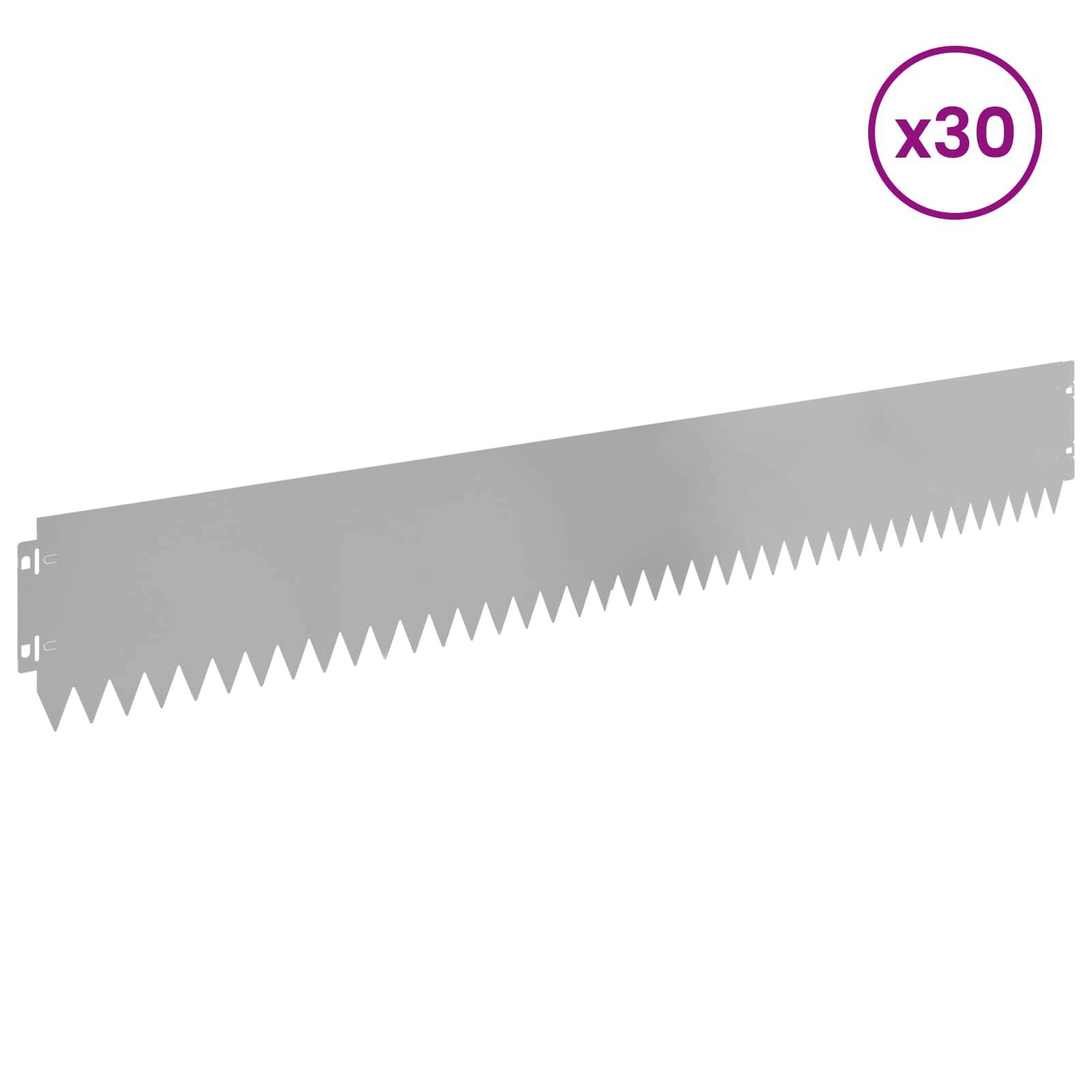 vidaXL Raseneinfassung 30 pcs 103 x 15 cm Stahl Silber