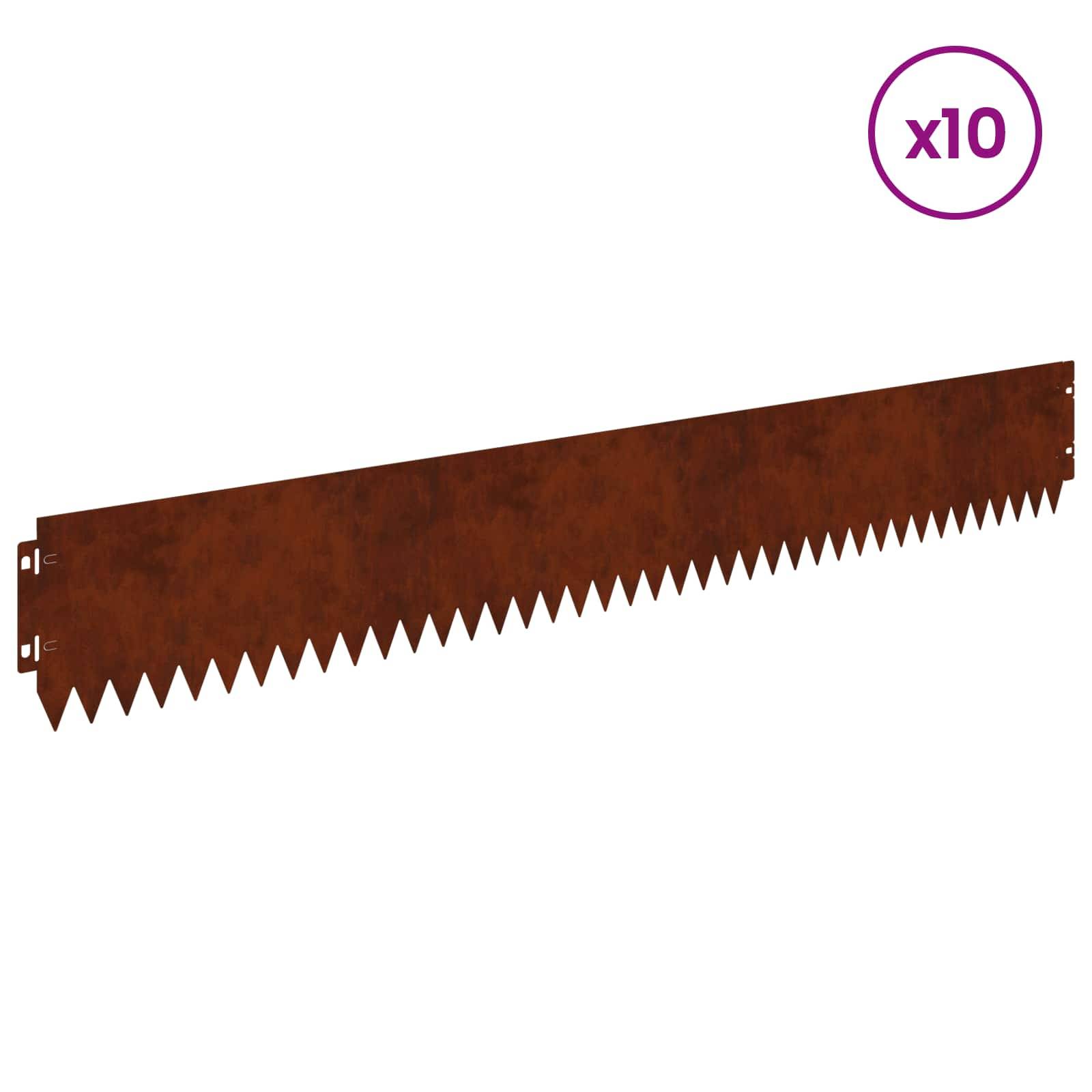 vidaXL Raseneinfassung 10 pcs 103 x 15 cm Stahl Rostig