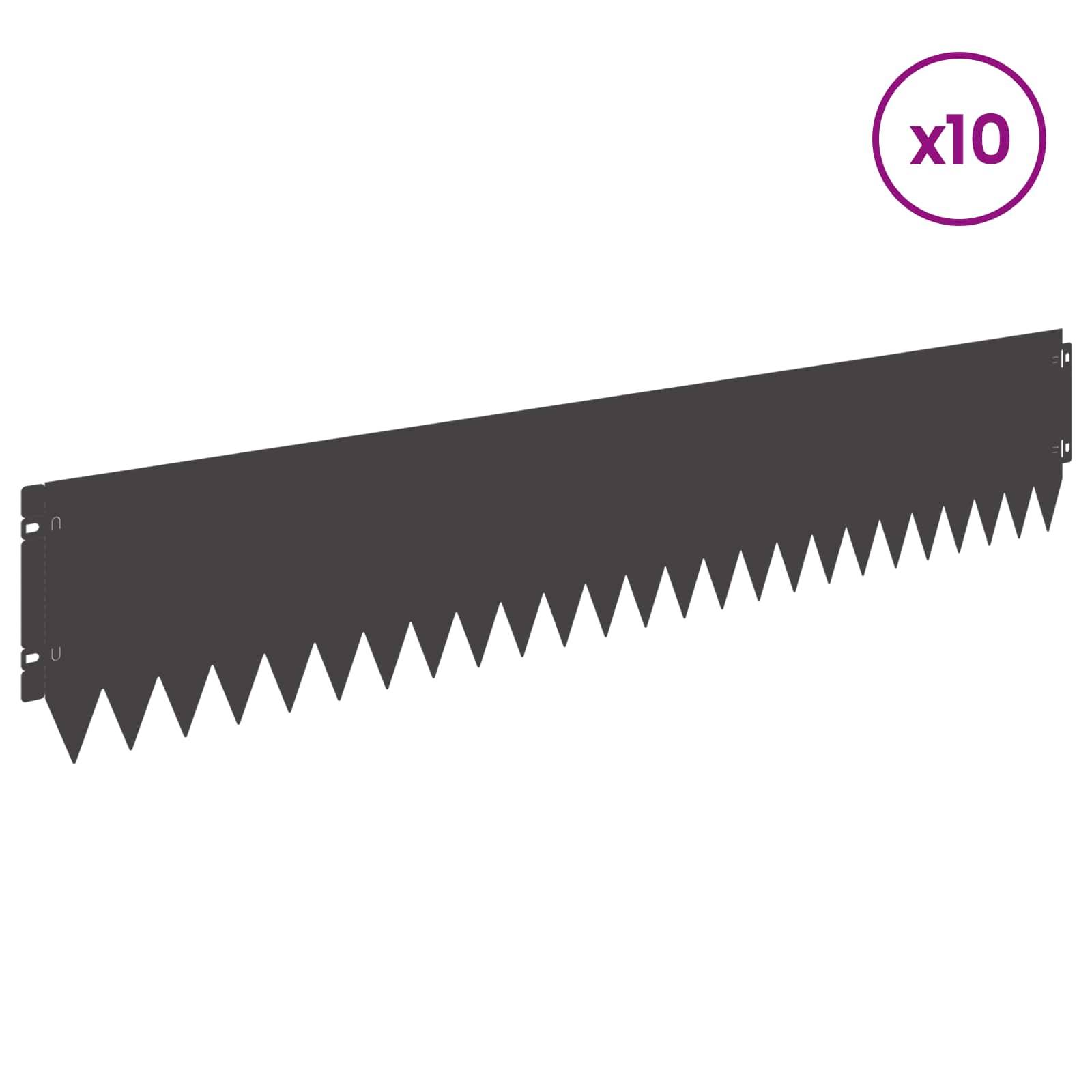vidaXL Raseneinfassung 10 pcs 103 x 20 cm Stahl Schwarz