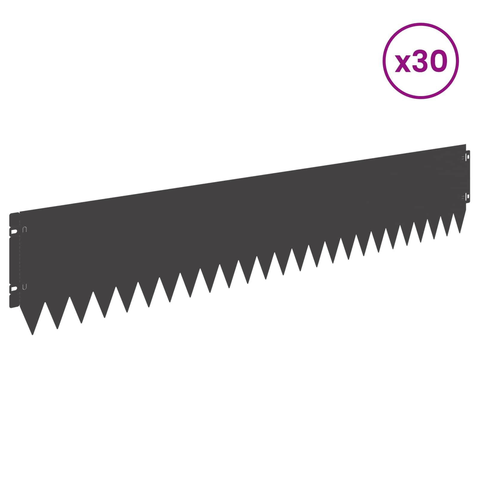 vidaXL Raseneinfassung 30 pcs 103 x 20 cm Stahl Schwarz