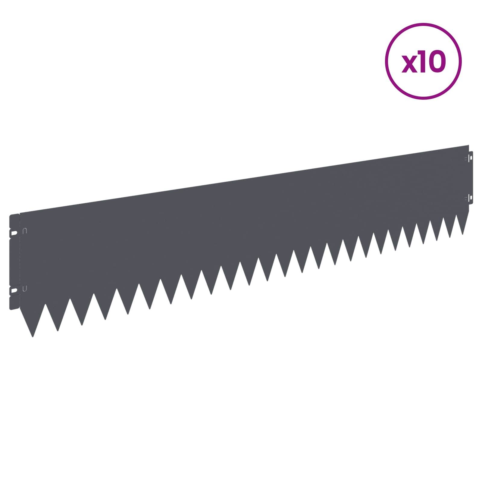 vidaXL Raseneinfassung 10 pcs 103 x 20 cm Stahl Anthrazit