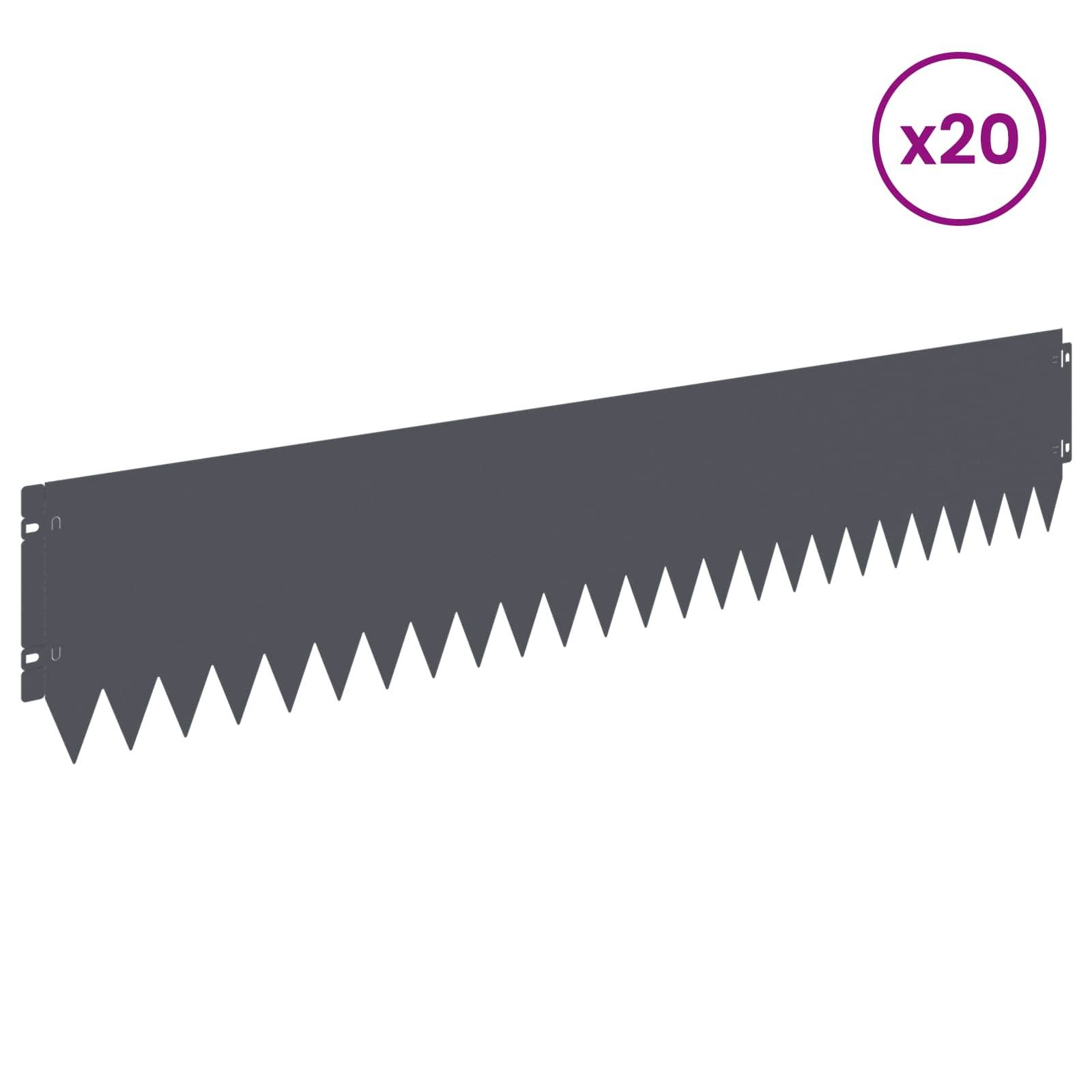 vidaXL Raseneinfassung 20 pcs 103 x 20 cm Stahl Anthrazit