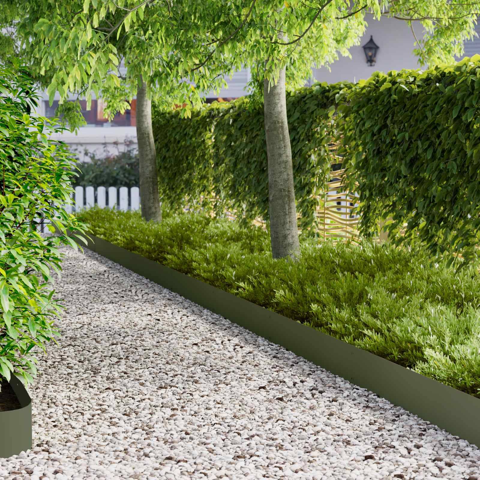 vidaXL Raseneinfassung 10 pcs 103 x 20 cm Stahl Olivgrün