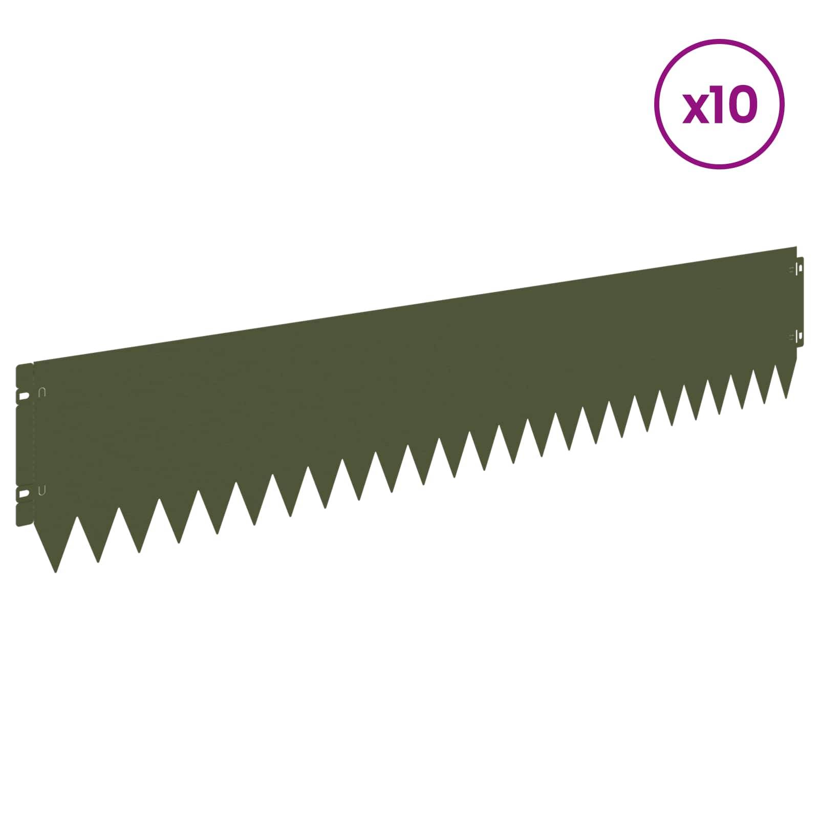 vidaXL Raseneinfassung 10 pcs 103 x 20 cm Stahl Olivgrün
