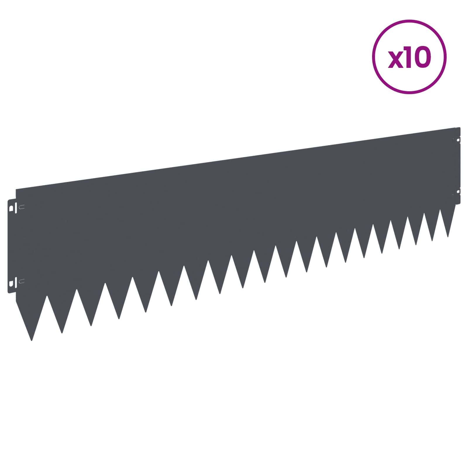 vidaXL Raseneinfassung 10 pcs 103 x 25 cm Stahl Anthrazit