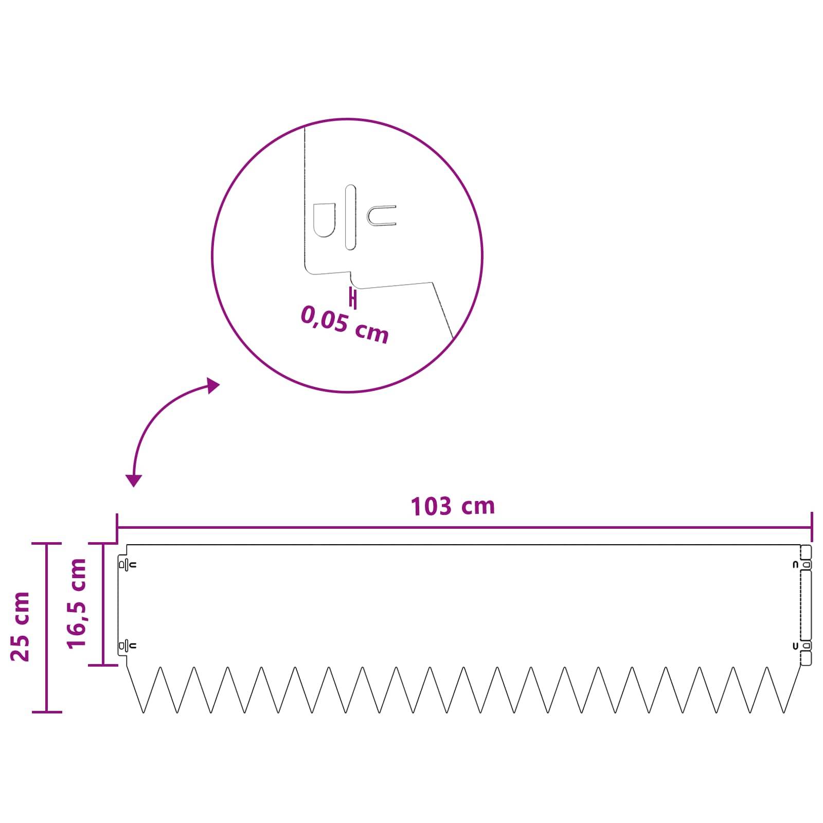 vidaXL Raseneinfassung 10 pcs 103 x 25 cm Stahl Silber